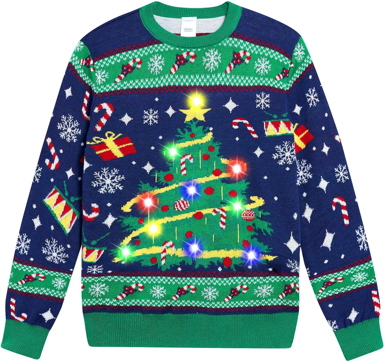 Funnycokid Kids Ugly Christmas Sweater Light Up Boys Girls Funny LED Knitted Pullover Size 7-14