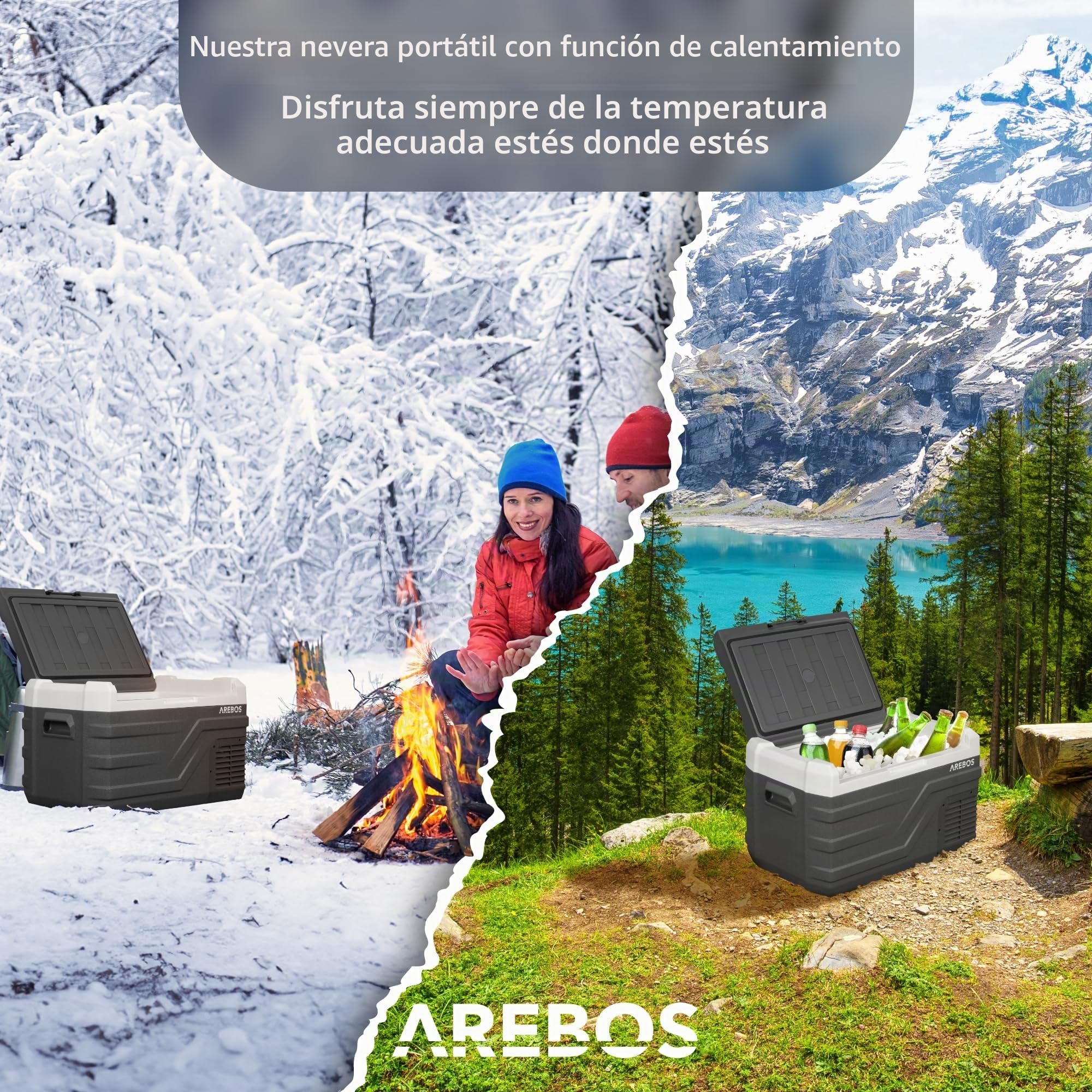 Arebos Nevera con compresor 26 litros, congelador eléctrico inteligente, congelador móvil USB, -20 °C, 12/24 V 230 V, coche, camión, camping