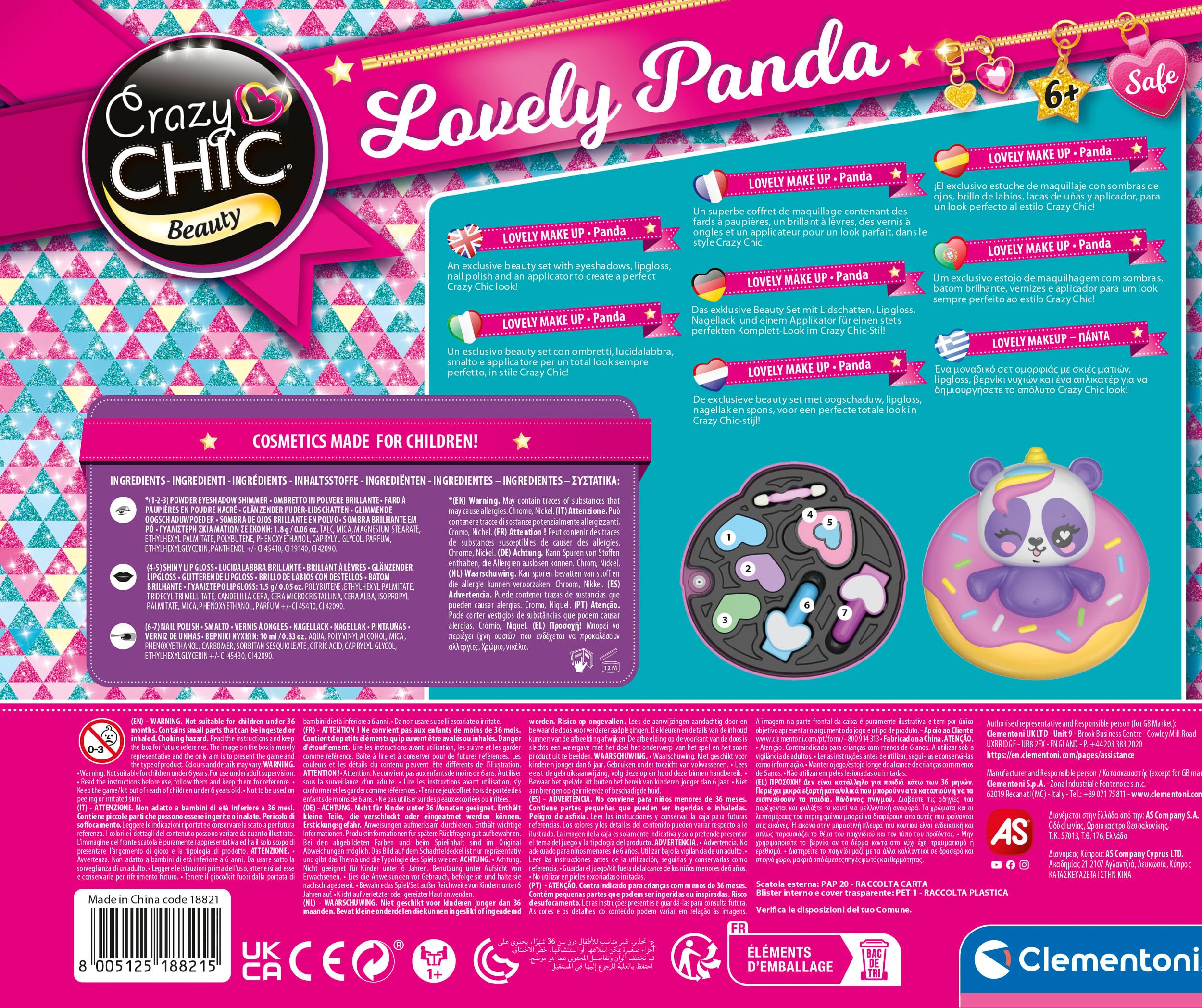 Clementoni Make-Up, Crazy Chic, Lovely Makeup Panda, Children Make Up Sets, Cosmetics for Teenager Make Up For Girls Age 6 - Image 3