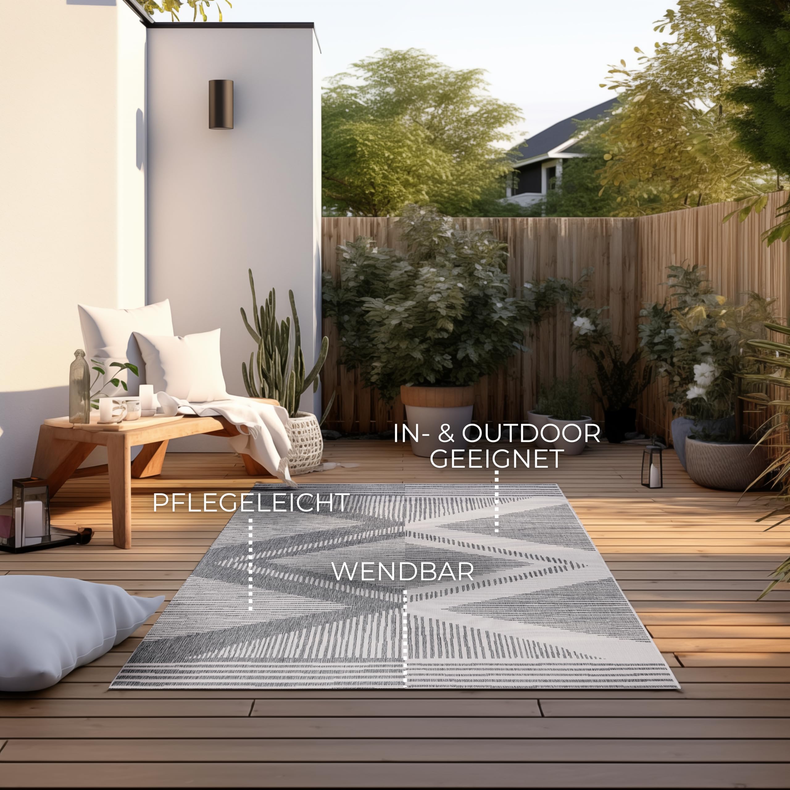 Elle Decoration Tapis réversible pour l'intérieur et l'extérieur - Résistant aux intempéries et imperméable - Motif Moderne à Losanges - Motif géométrique - Tapis d'extérieur pour Jardin, Balcon,