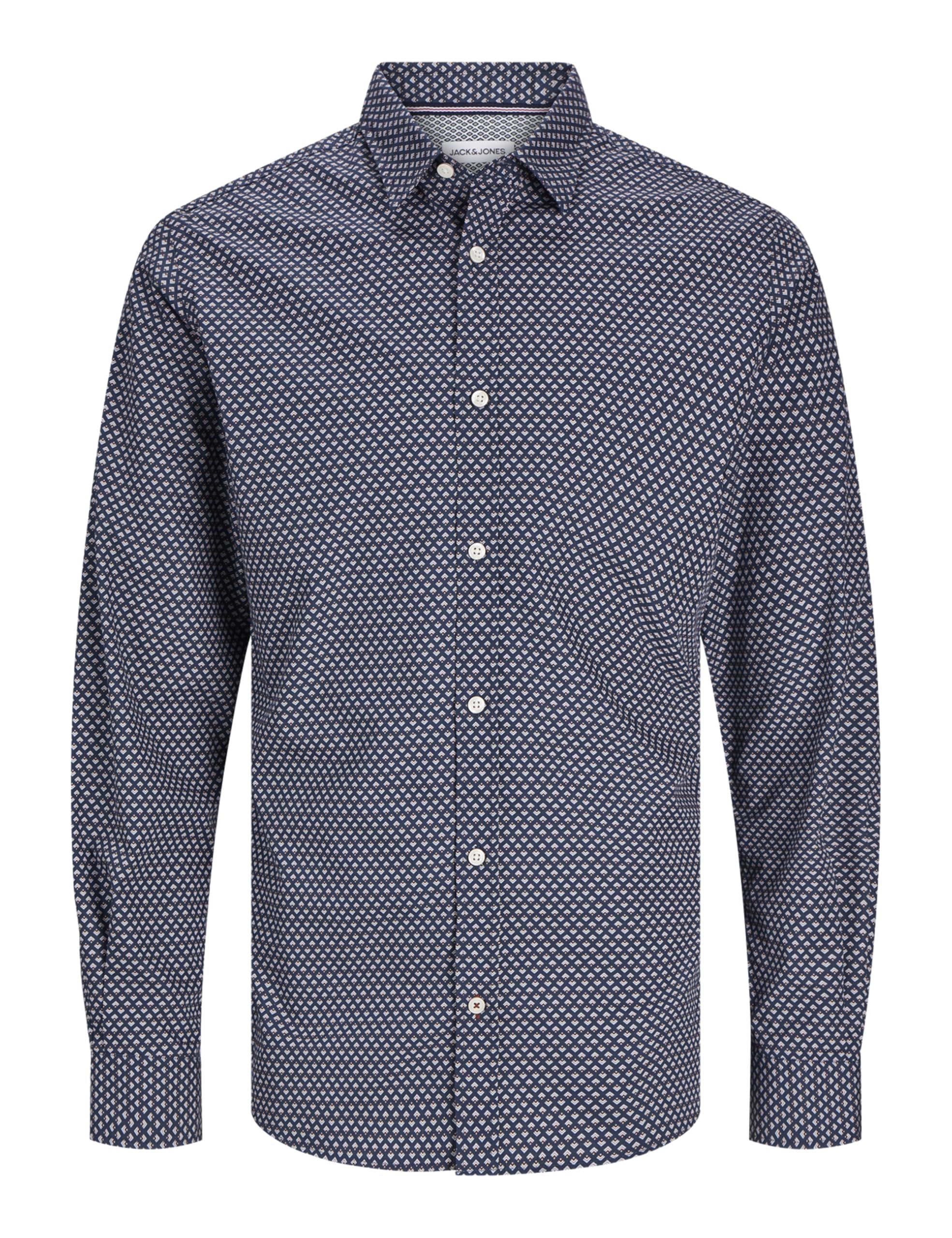 JACK & JONES Men's Jjmatheo Print Detail Shirt LS Casual Shirt