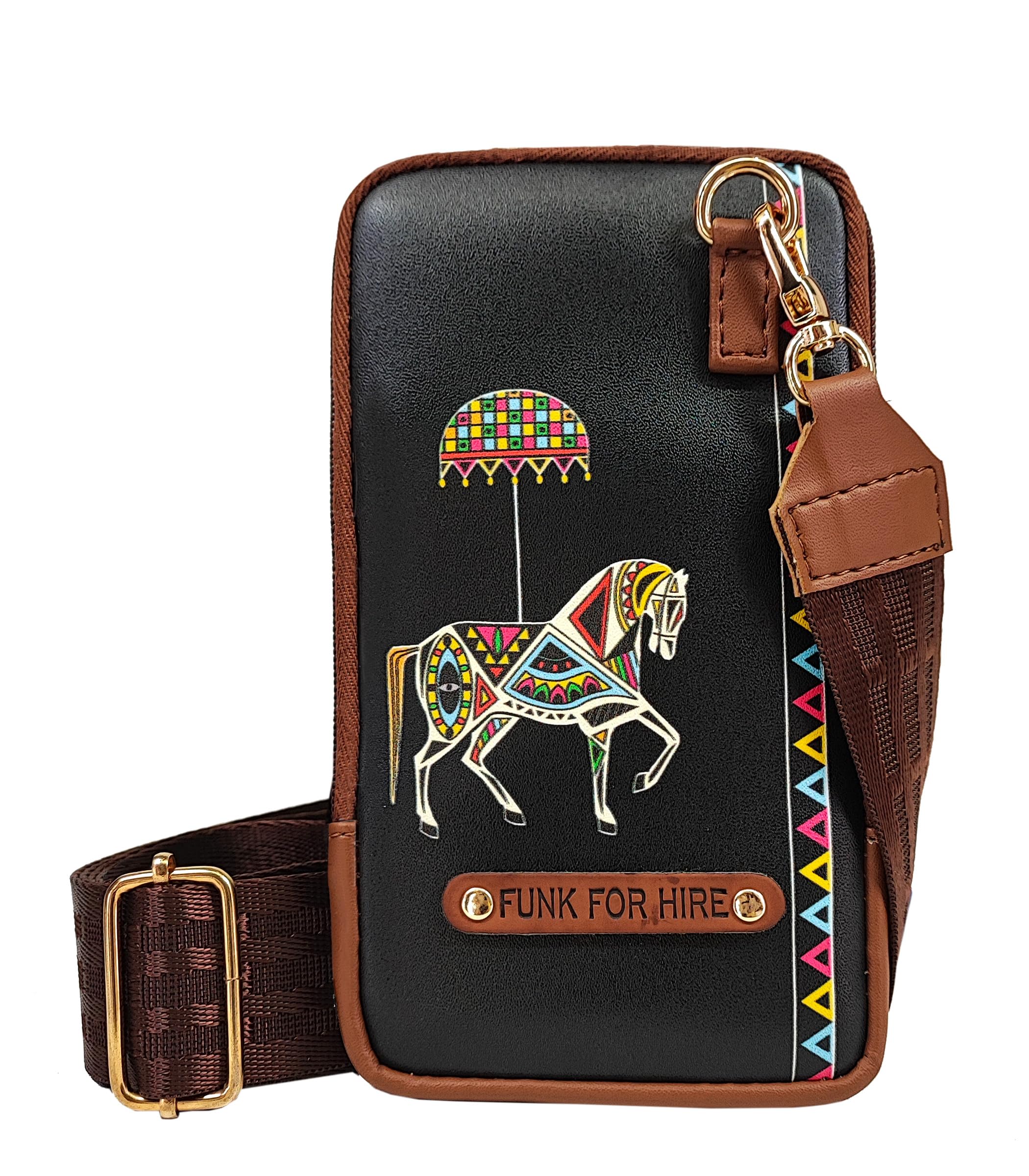 Funk For Hire Leatherette Printed Mobile holder sling bag - Parent