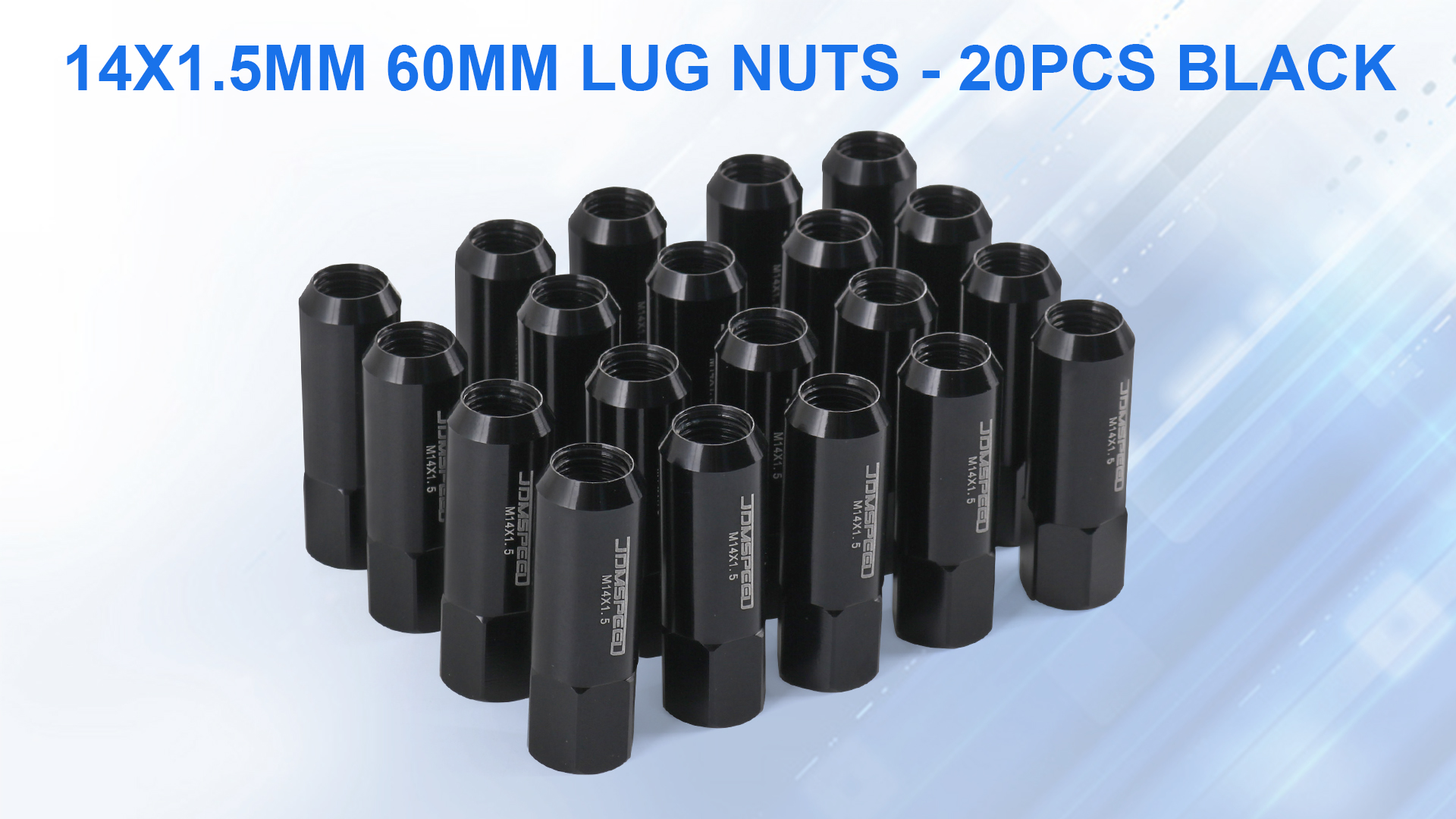 Image of Extended Forged Aluminum Tuner Racing Lug Nut 20PCS M14x1.5 60MM Black | Compatible with most tuner and performance vehicles