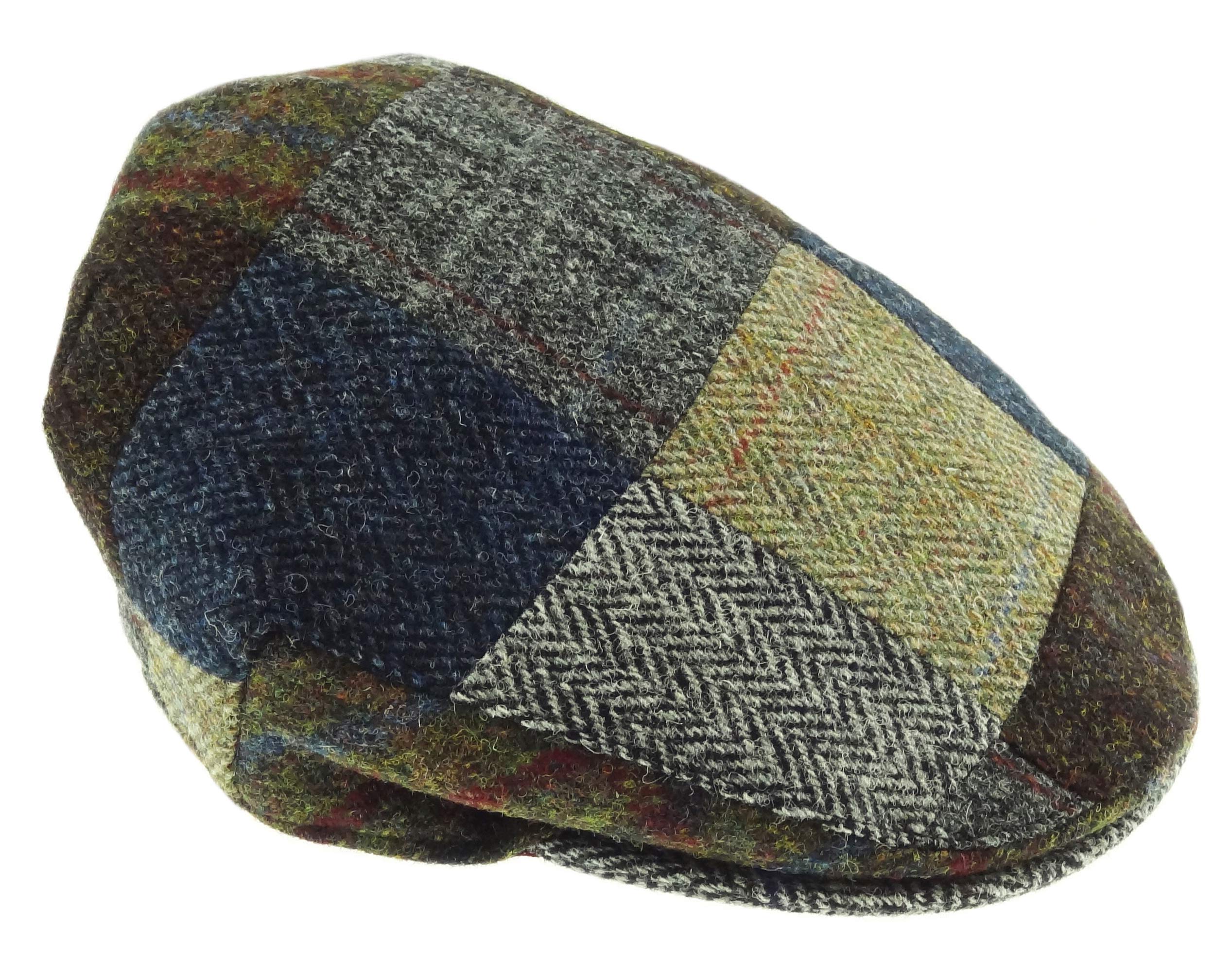 Gents Authentic Harris Tweed Patchwork Flat Cap (M) Multicoloured