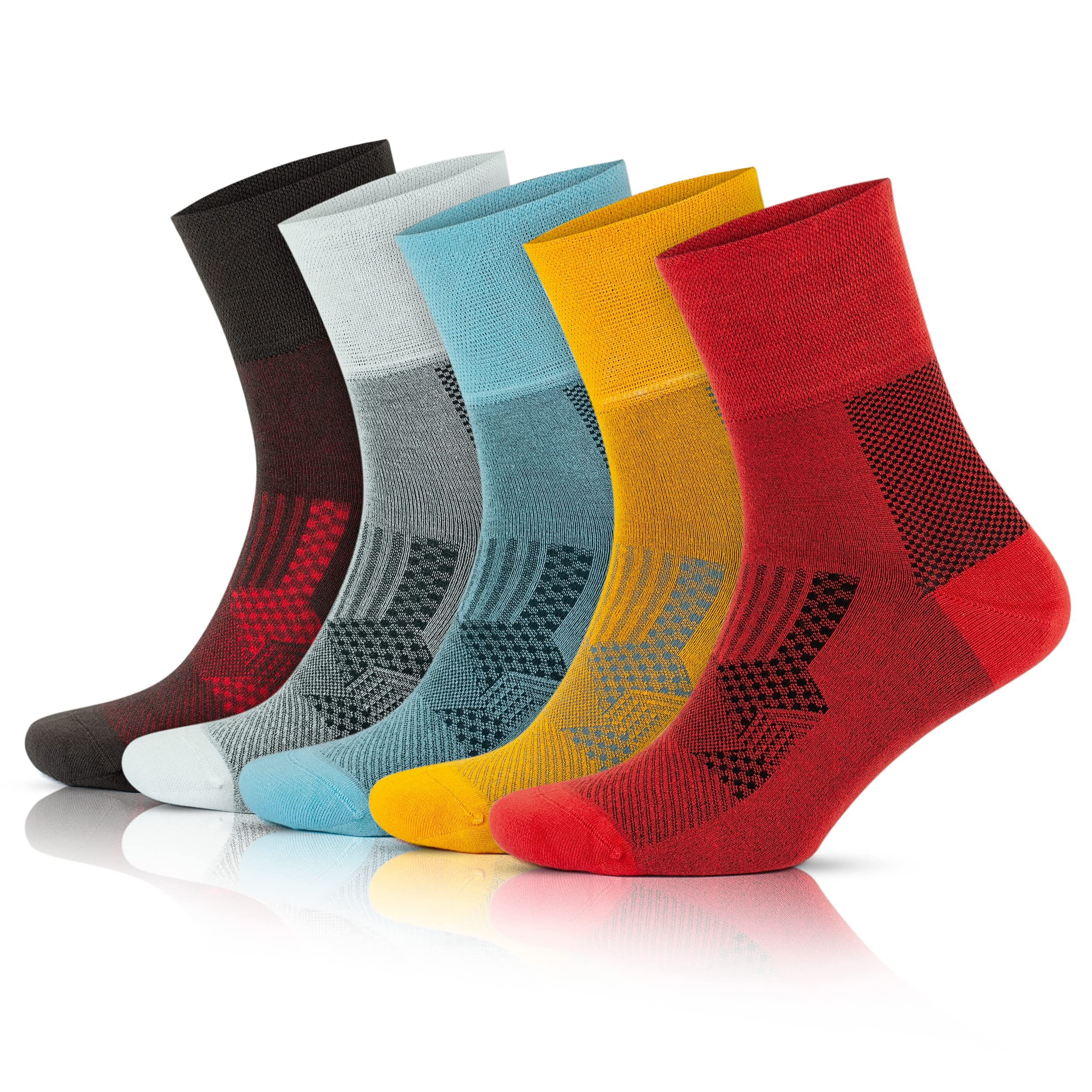 GoWith5 Pairs Men's Bamboo Diabetic Socks, Seamless Crew Socks, Circulatory Non-Binding Neuropathy Socks, Model: 3065