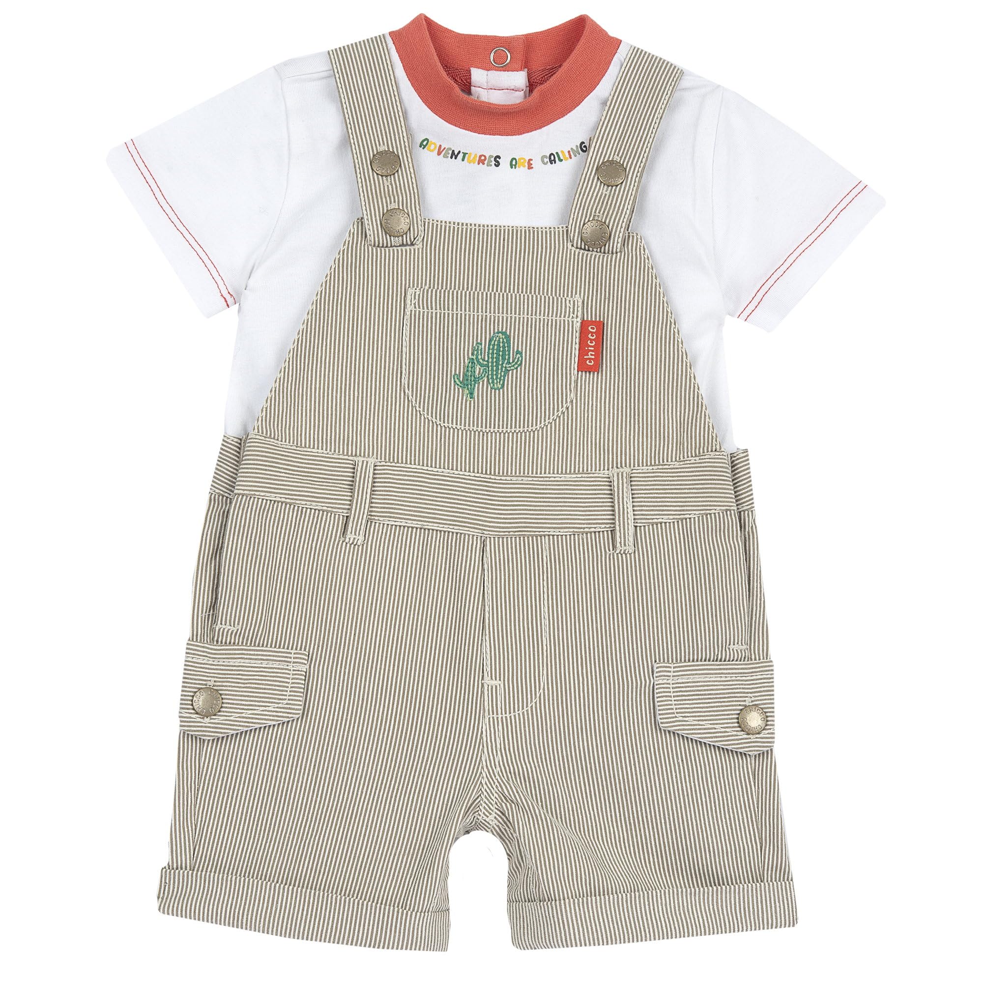 Chicco, Completo per neonato con maglietta e salopette, Multicolore, 12 mesi