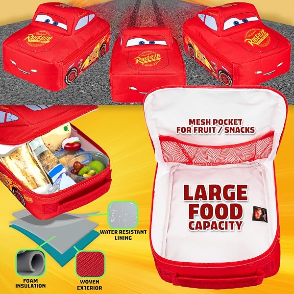 Disney Cars Sac Isotherme Repas Enfant Lightning McQueen Sac Déjeuner Isotherme pour Boite Pique Nique Enfant Lunch Box École Vacances - 3
