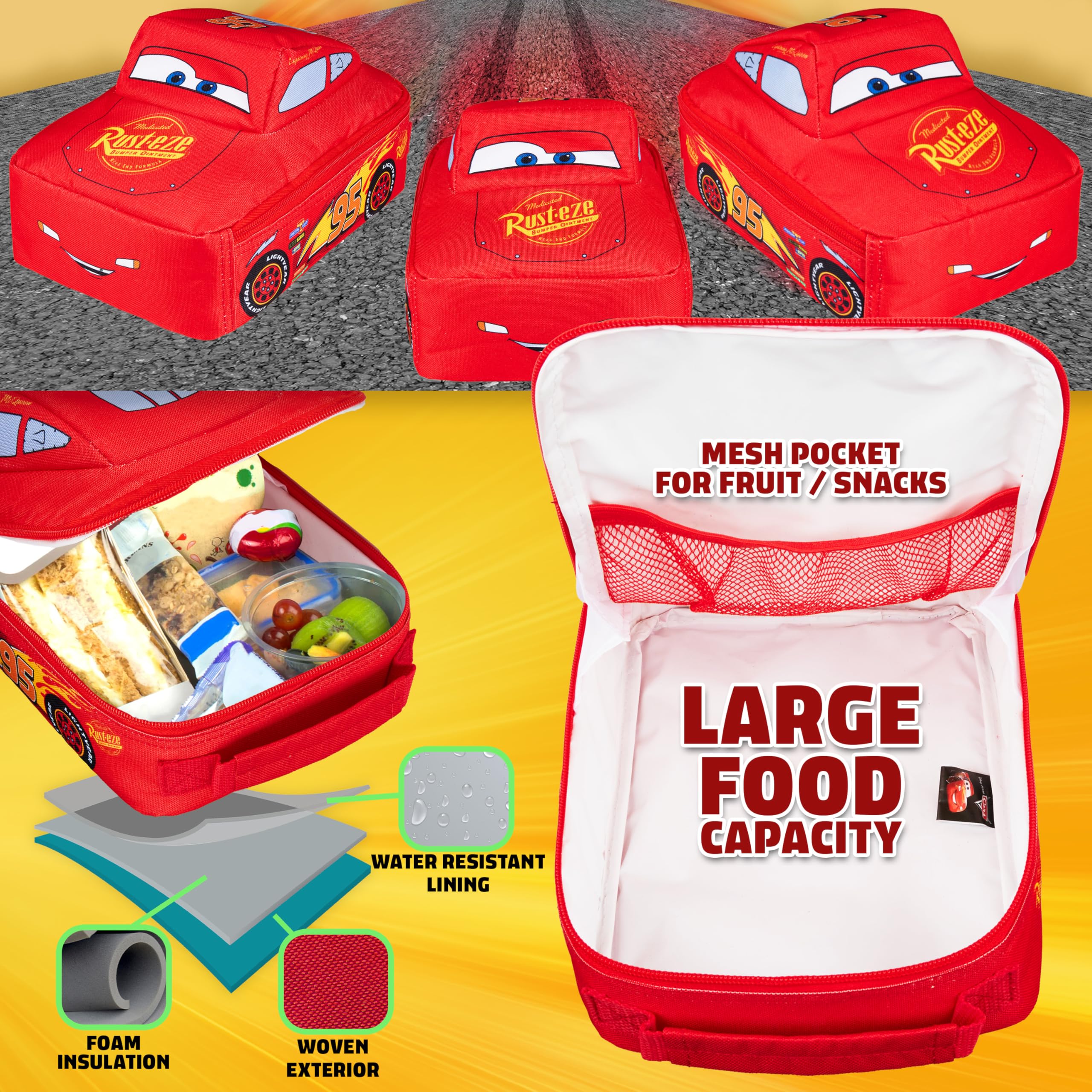 Disney Cars Borsa Porta Pranzo Bambini Borsetta Termica Pranzo Lightning McQueen Snacks Portamerenda Scuola Vacanza Picnic Regalo Bambino