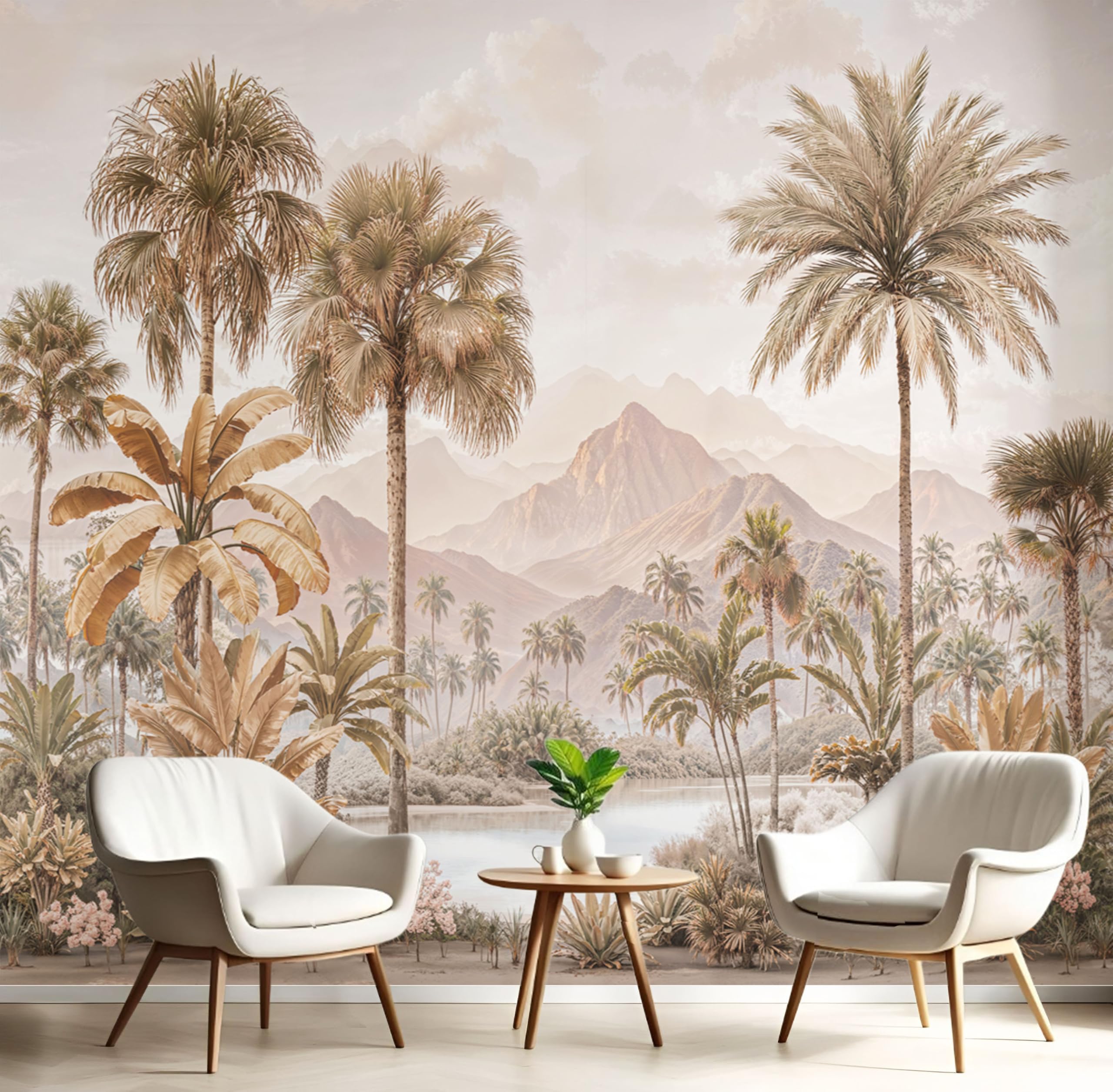 Fotomurales Paisaje Selva Exótica 200 × 140 Cm Xxl Papel Pintado Tejido No Tejido, Palmeras Montañas Lagos Fotográfico Pared Decorativos Murales Póster Para Dormitorio Salón Tv Pared
