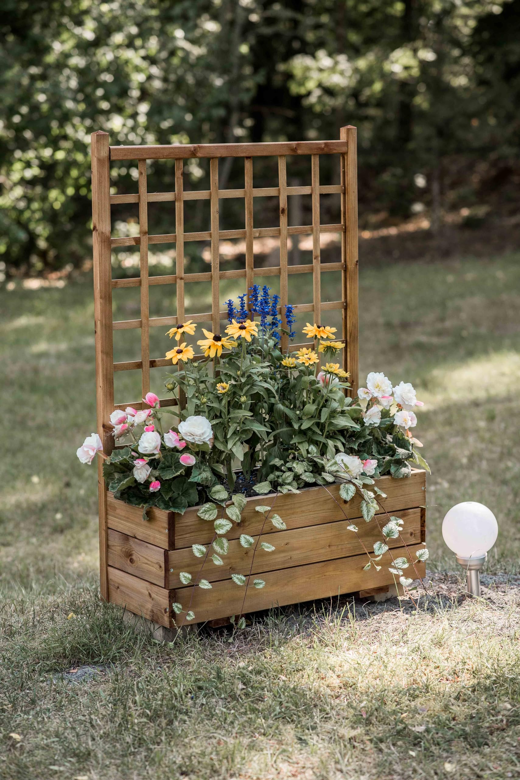 SUNWOOD Fioriera con grigliato 80x32x120h cm in legno massello, impregnata in classe III, inclusa di TNT protettivo (Legno 80)