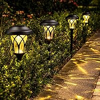 Vista 3 de GIGALUMI Luces solares para caminos al aire libre, paquete de 6 luces solares de jardín, blanco cálido, negro, súper brillante, luces solares