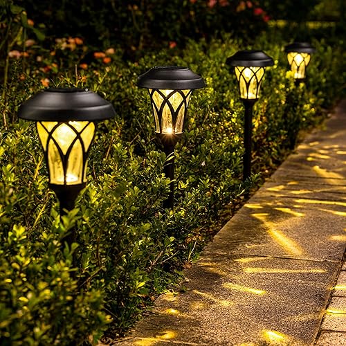 Miniatura 3 de GIGALUMI Luces solares para caminos al aire libre, paquete de 6 luces solares de jardín, blanco cálido, negro, súper brillante, luces solares