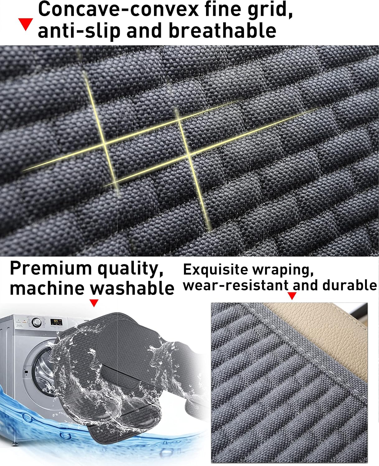 Car Seat Covers Cushion Pad, 2Pcs Bottom Seat Covers for Cars, Super Breathable, Warm in Winter and Cool in Summer, Anti-Slip, Storage Bags, Universal Front Seat Covers Fit for Most Sedans(2Pcs Black)
