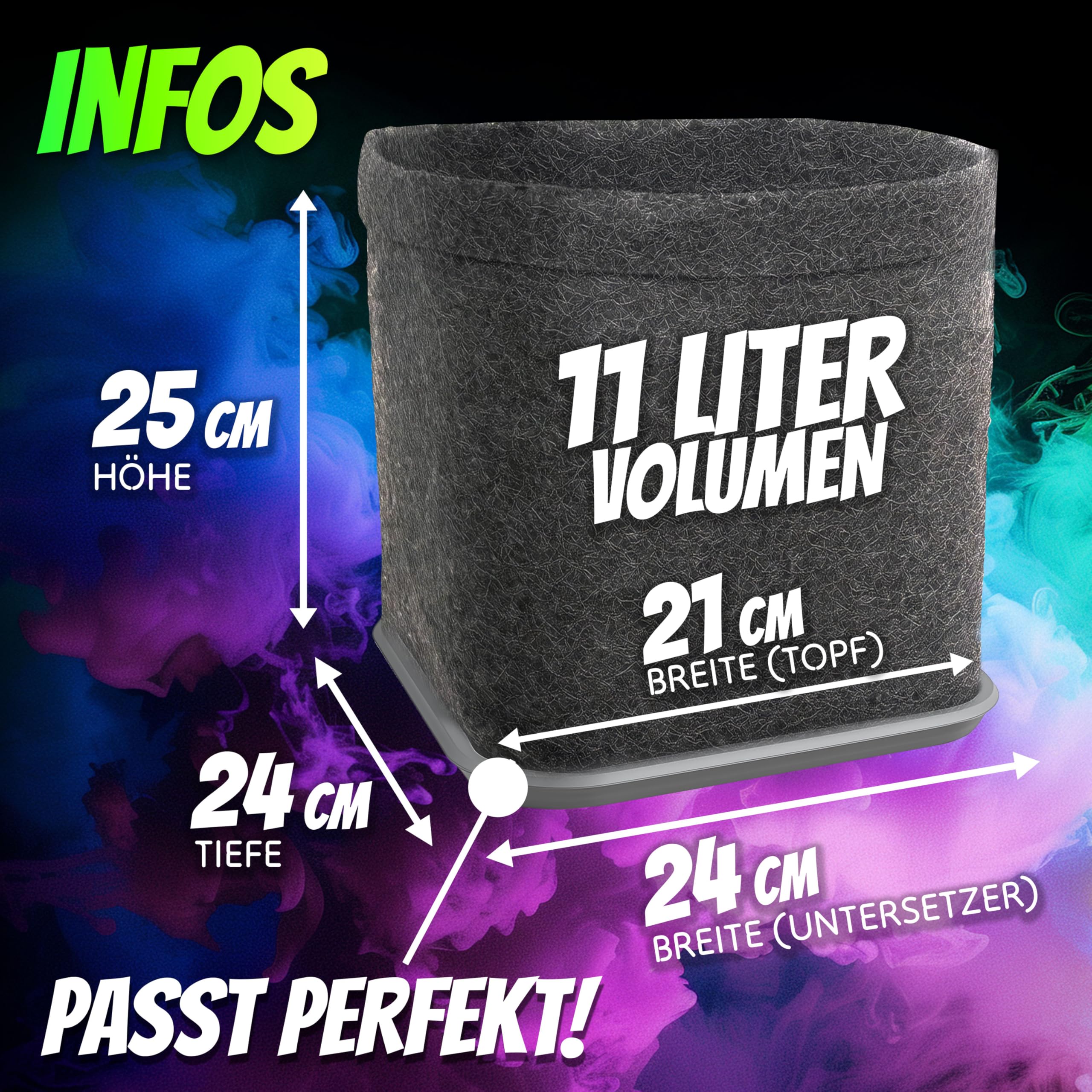Homegrow24 Cannabis Dünger Indoor & Outdoor für Cannabispflanzen Wachstumsphase und Blütephase BIOlogischer organischer Grow & Bloom Hanfdünger I Set (6 Filztöpfe & Untersetzer + 1000ml Dünger)