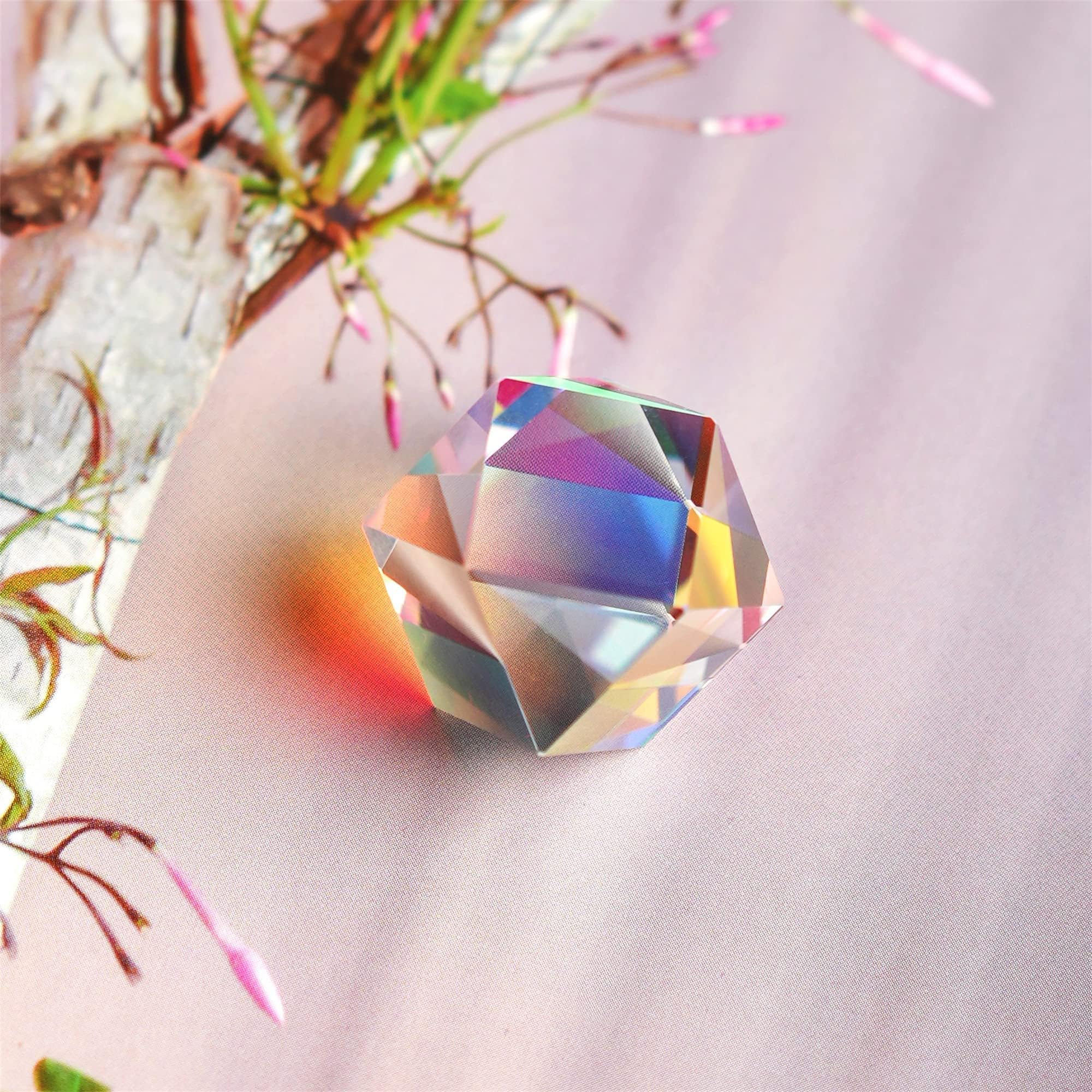 Prisme optique à facettes en cristal de couleur - Réfractant la lumière - Prismes scientifiques en verre pour enfants