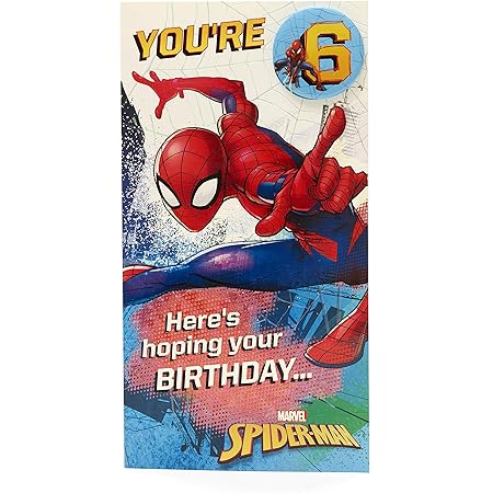 Uk Greetings 6th Birthday Card Spiderman Birthday Card Birthday Card 6 Year Old Boy 0 1 Amazon Co Uk Stationery Office Supplies