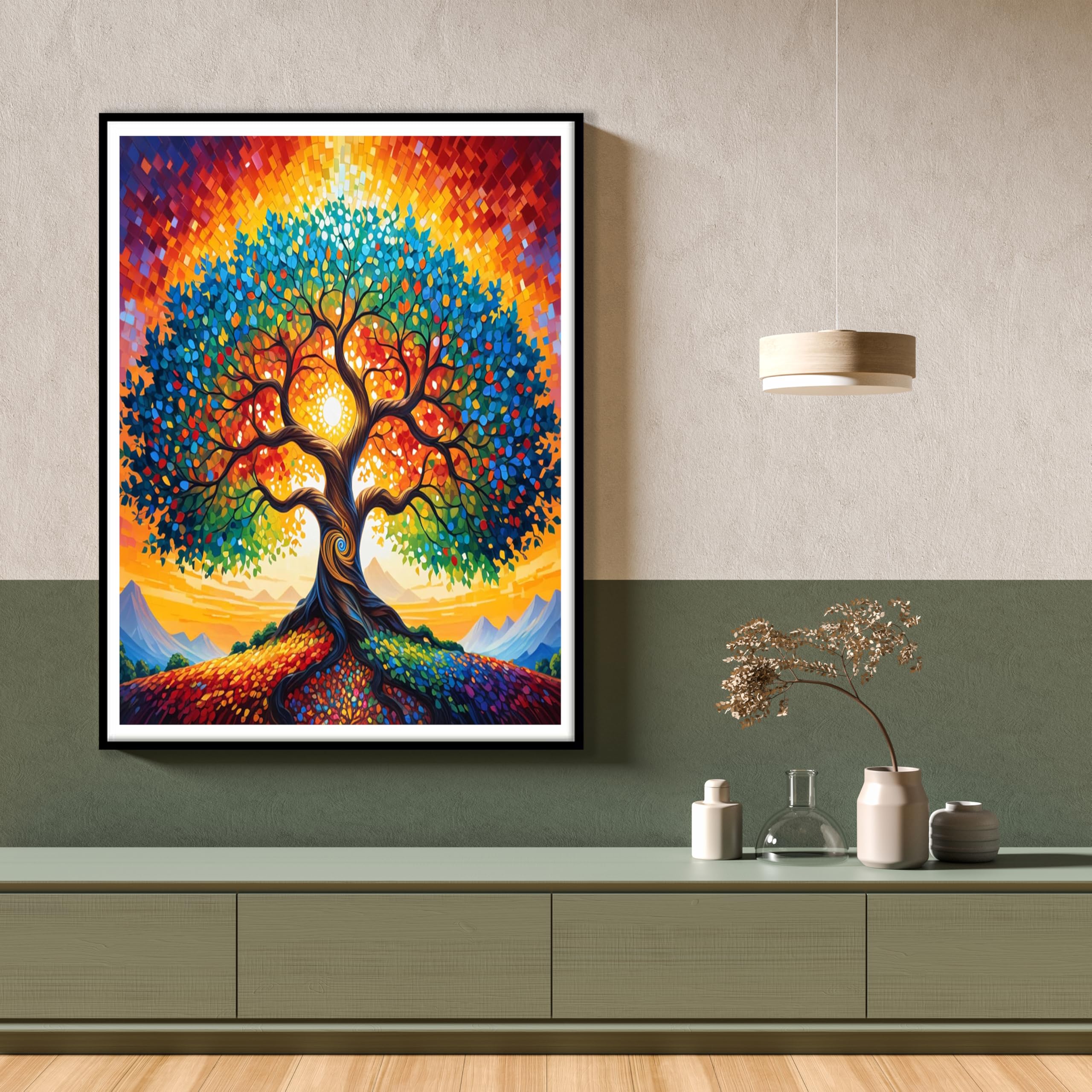 Tree Of Life Diamond Art Kit – 5D Round Full Drill, 14x14 Inch, Colorful Butterfly Tree DIY Craft For Home Decor