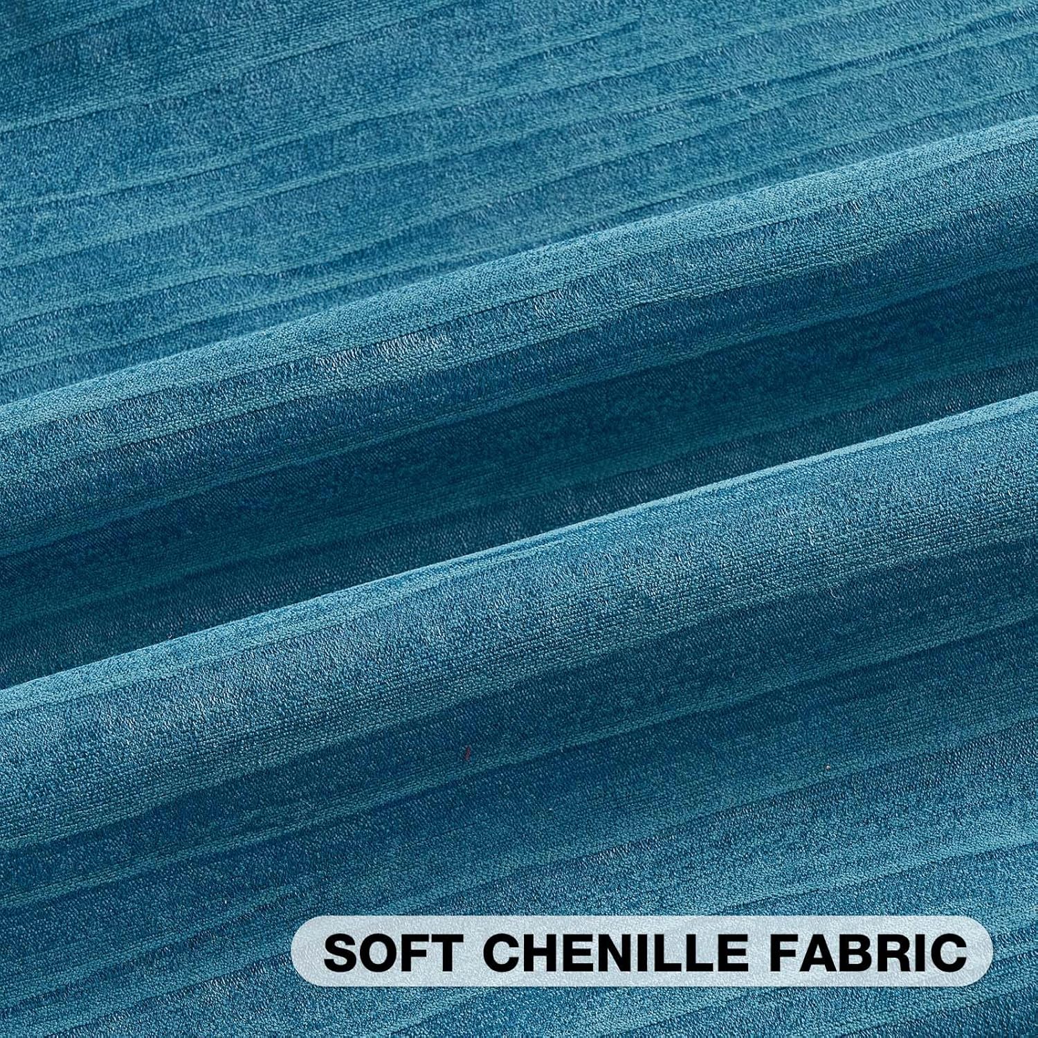 FUTEI Pack of 2 Chenille Decorative Throw Pillow Covers 22x22 Inch,Soft Crushed Striped Texture Cushion Case,Modern Home Decor for Couch Bed Living Room,Teal