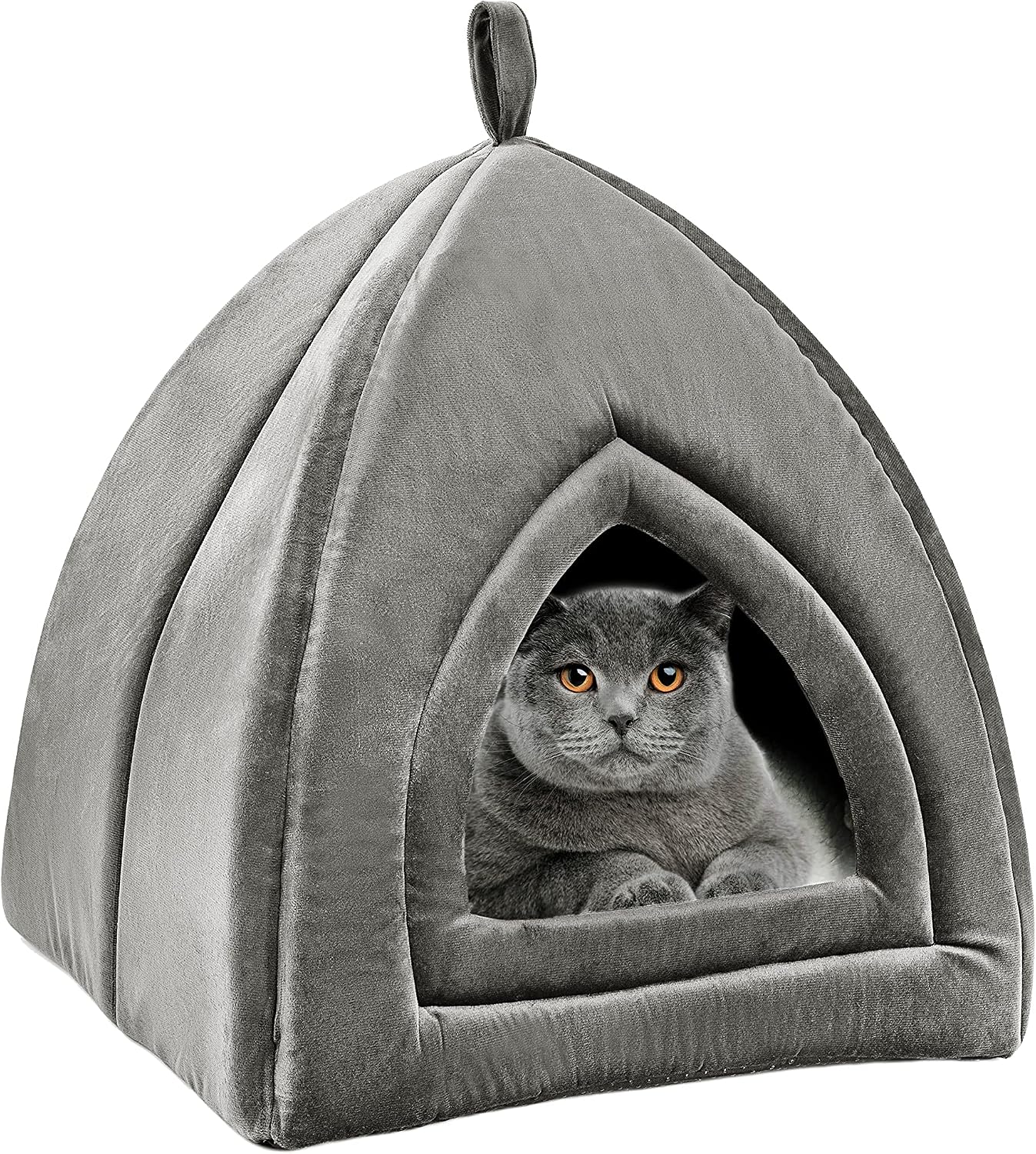 TumiMallody Cat Teepee Tent Bed for Indoor Cats, Self-Warming 2 in 1 Fodable Triangle Cave, Kitten House and Puppy Hut with Separate…