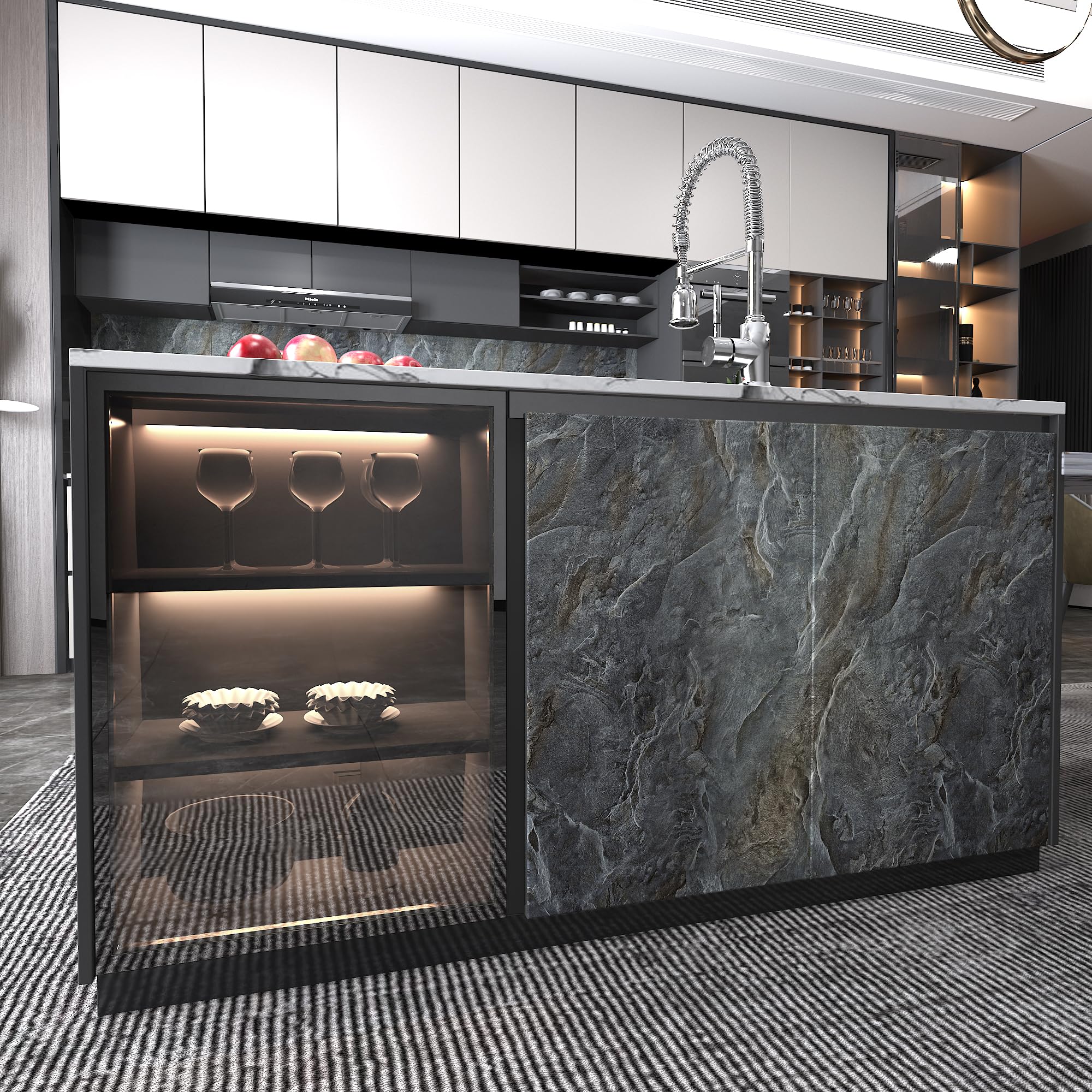 Gray Gold Marble Contact Paper peel and stick Countertop Wallpapers 157x32inch Wide Waterproof Self Adhesive Vinyl Laminate Sheets Sticker for Kitchen