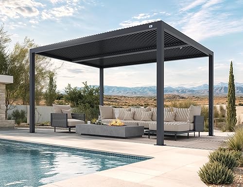 Miniatura 40 de PURPLE LEAF 94AS - Pérgola pequeña de aluminio compacto de 10 x 12 pies con techo rígido con listones ajustables para patio, cubierta de terraza
