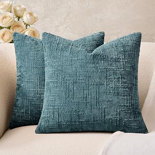 GriNeed Teal Chenille Pillow Covers 20x20