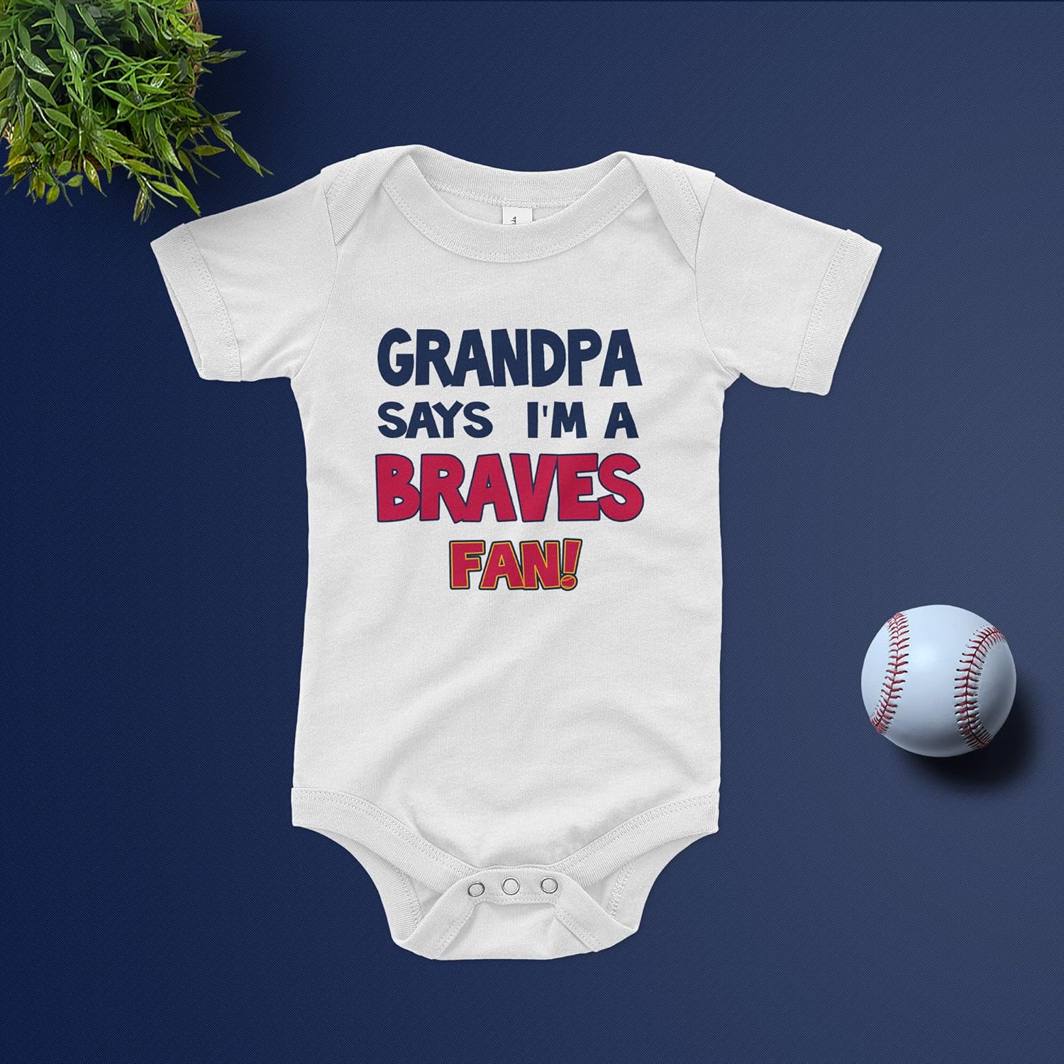 NanyCrafts' Grandpa Says I'm a Braves Fan Baby Bodysuit, Baby Braves Fan