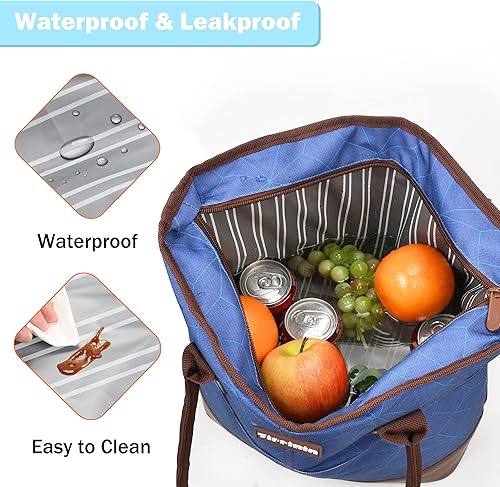 Miniatura 5 de Tirrinia Lonchera térmica para mujer, lonchera grande impermeable con bolsillos frontales, a prueba de fugas, bolsa de almuerzo reutilizable para el