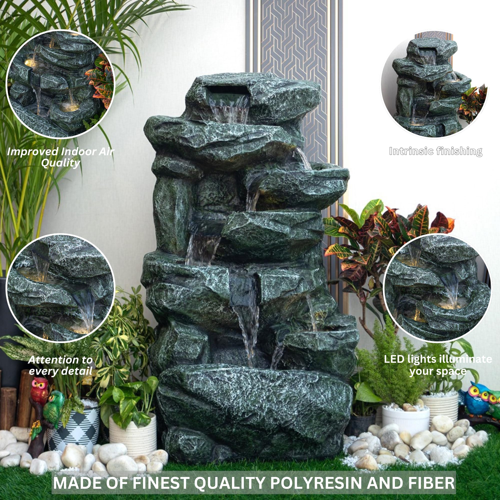 EXPLEASIA Rainforest Water Fall Water Fountain, Water Fountain for Home Big Size, Water Fountain for Garden, Water Fountain for Home vastu, Fountain for Home décor Waterfall (48.3 x 38.1 x 101.6) Cm - Image 5 thumbnail
