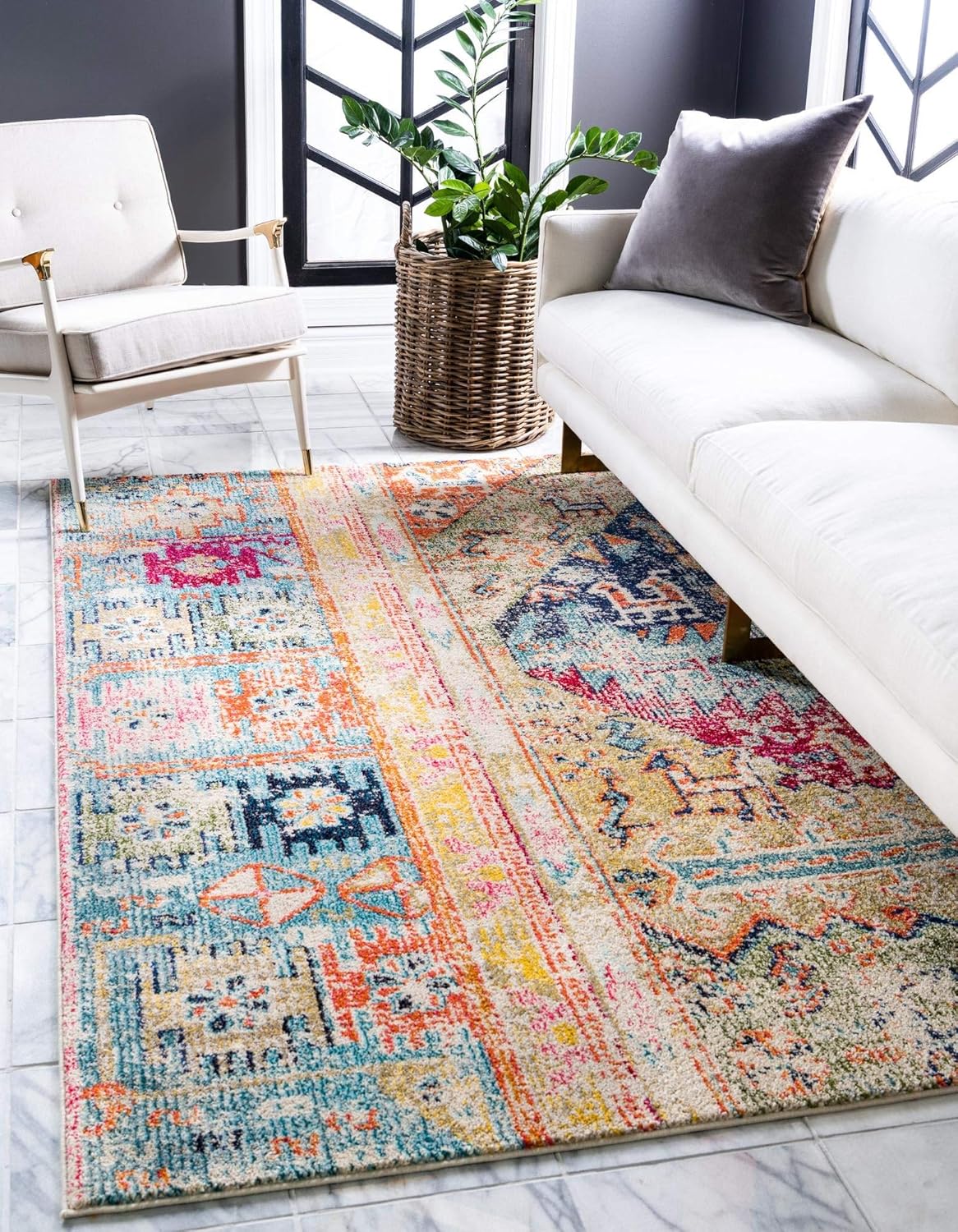 Rugs.com El Paso Collection Rug – 5' x 8' Multi Medium Rug Perfect for Living Rooms, Large Dining Rooms, Open Floorplans