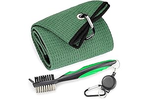 Mile High Life Golf Towel Green Microfiber Waffle Tri-fold
