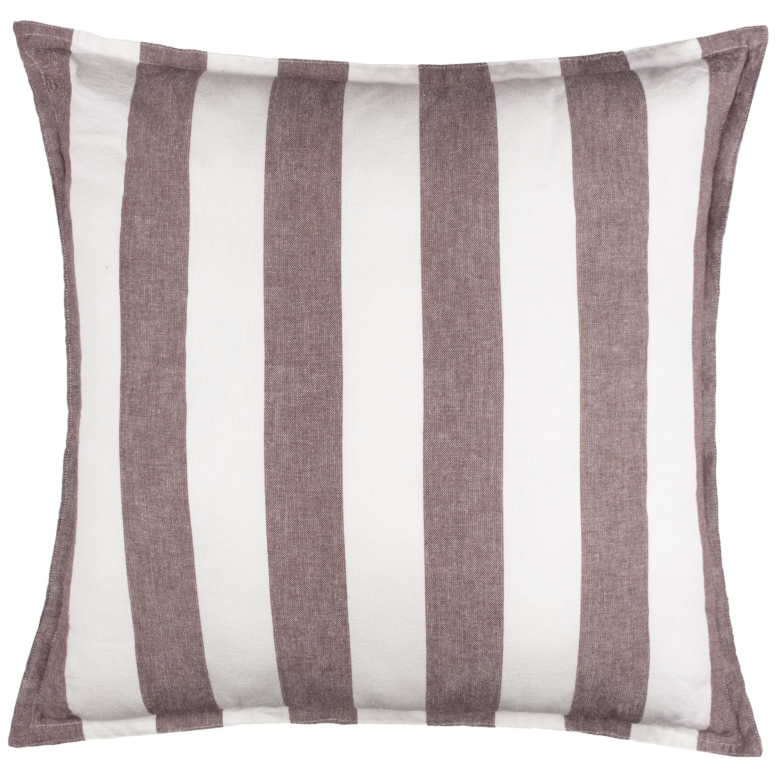 Yard Hayle Polyester Filled Cushion – Reversible Water Resistant Striped Soft Cotton Outdoor Decorative Pillow (Chocolate – 50x50cm)