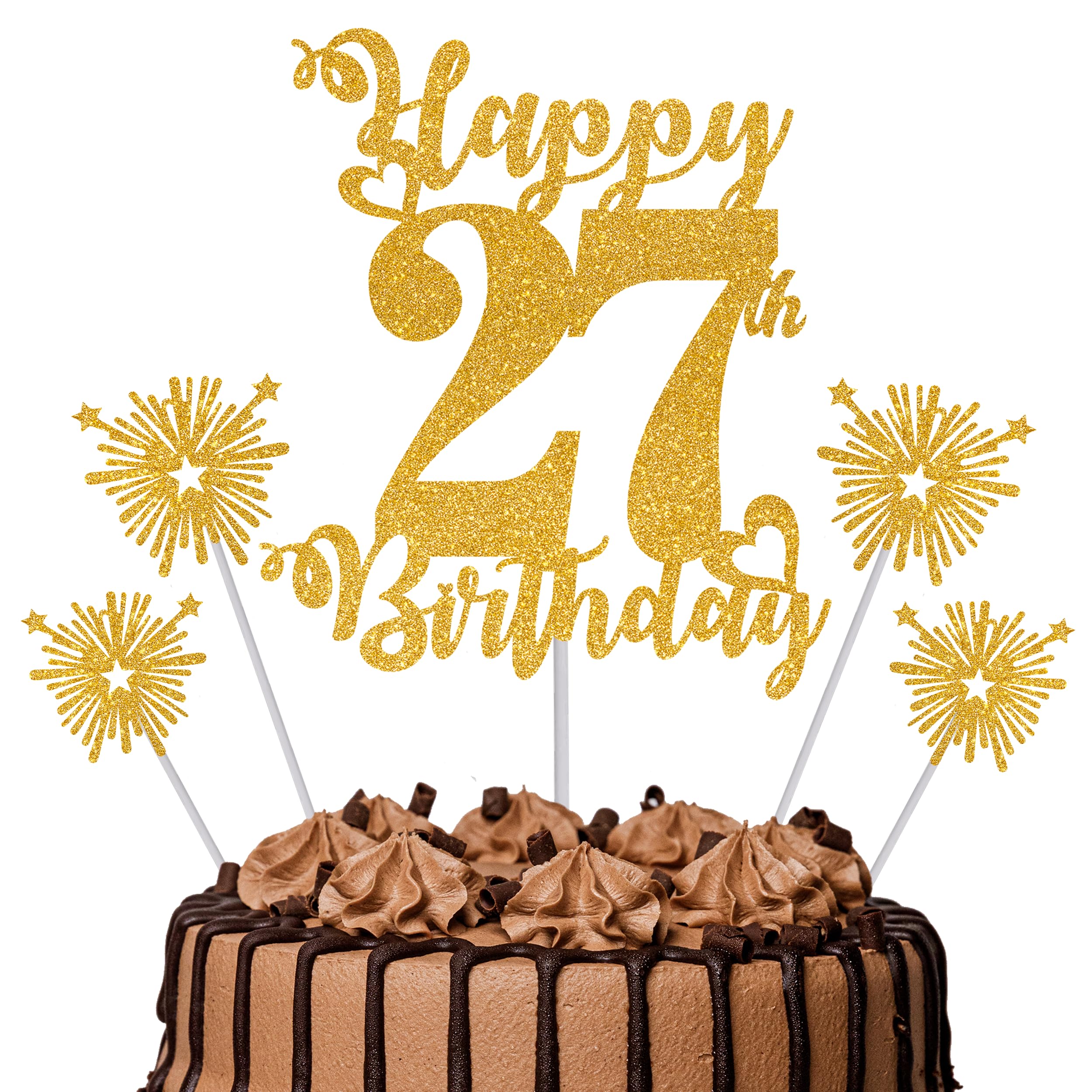 Gold Glitter 96th Birthday Cake Topper Set – 5 Piece Premium Glitter Birthday Decoration & Party Supplies for Men, Women & Kids – 96th Birthday — view 35