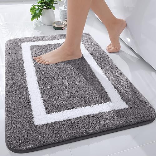 Miniatura 1 de Kitinjoy Tapete de baño de lujo, tapete de baño de microfibra ultra suave que absorbe el agua, tapete de baño de felpa lanudo antideslizante,