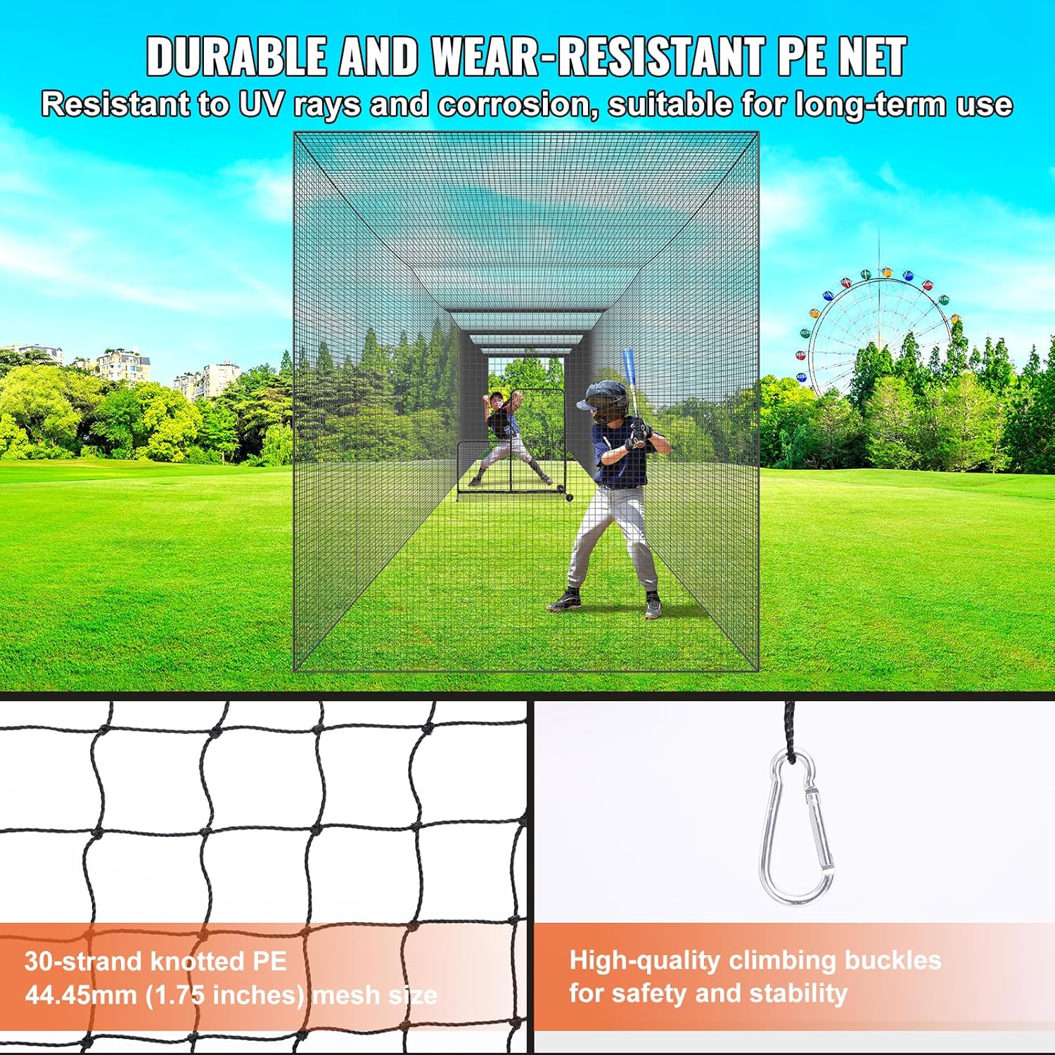 VEVOR Baseball Batting Cage,Professional Softball Baseball Batting Hitting Training Net,Heavy Duty Enclosed PE Practice Portable Pitching Cage Net with Door&Carry Bag,for Backyard,Field,Indoor&Outdoor