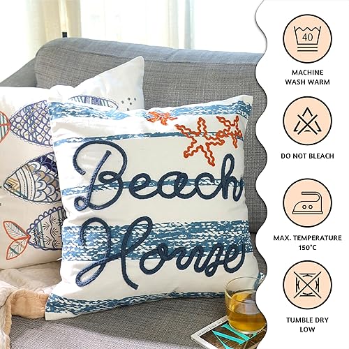 Miniatura 6 de Folkulture Fundas de almohada para sofá  Almohadas decorativas de 18 x 18 pulgadas para sofá  Almohadas 100% algodón para cama o almohada bohemia