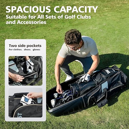 Miniatura 6 de Golf Travel Bags for Airlines with Wheels, Hard Case Top and 1680D Heavy Duty Oxford Protect Golf Clubs, Lightweight and Easy to Maneuver