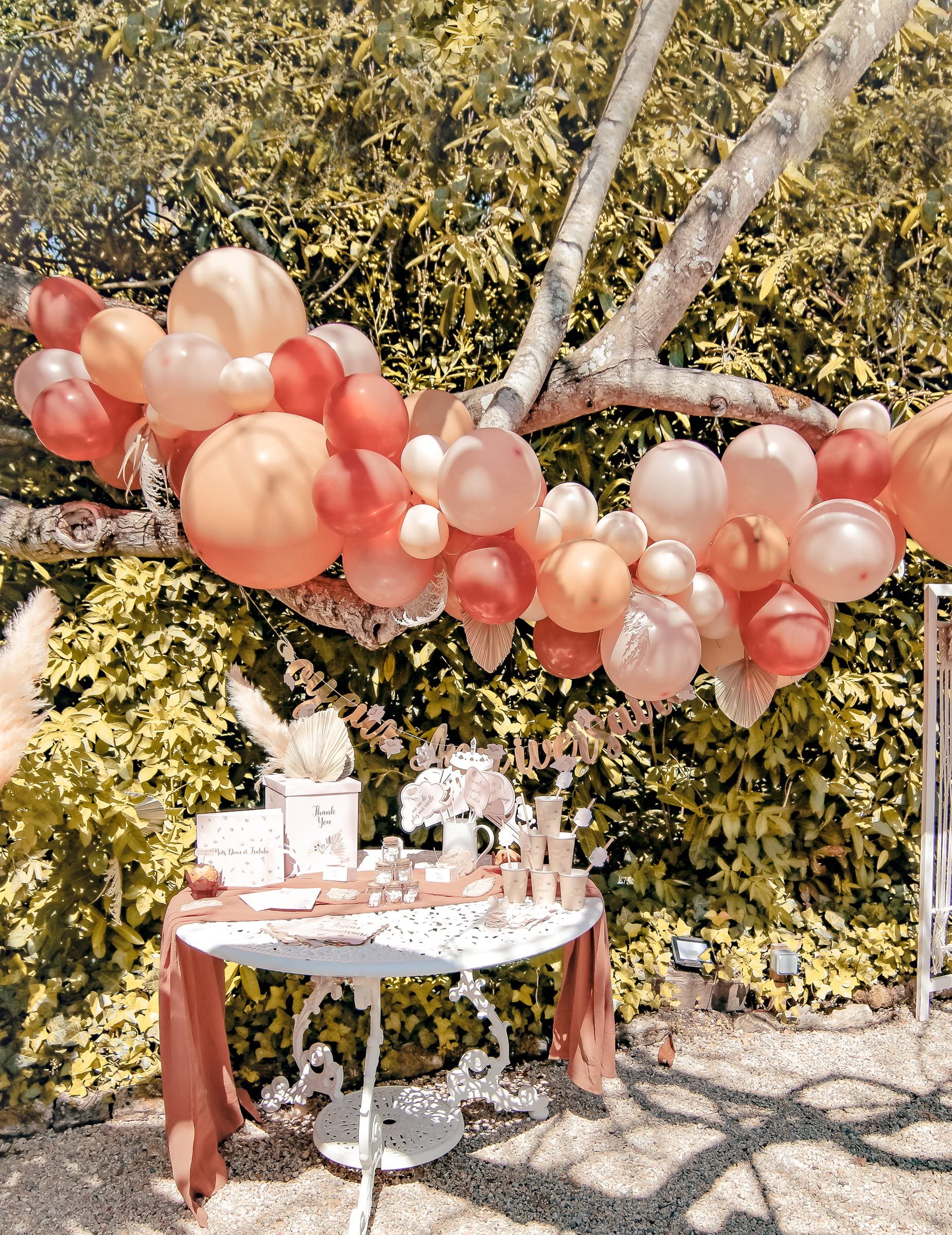 Luftballon-Deko-Set mit Pampasgras und Palmenblättern 82-teilig bunt