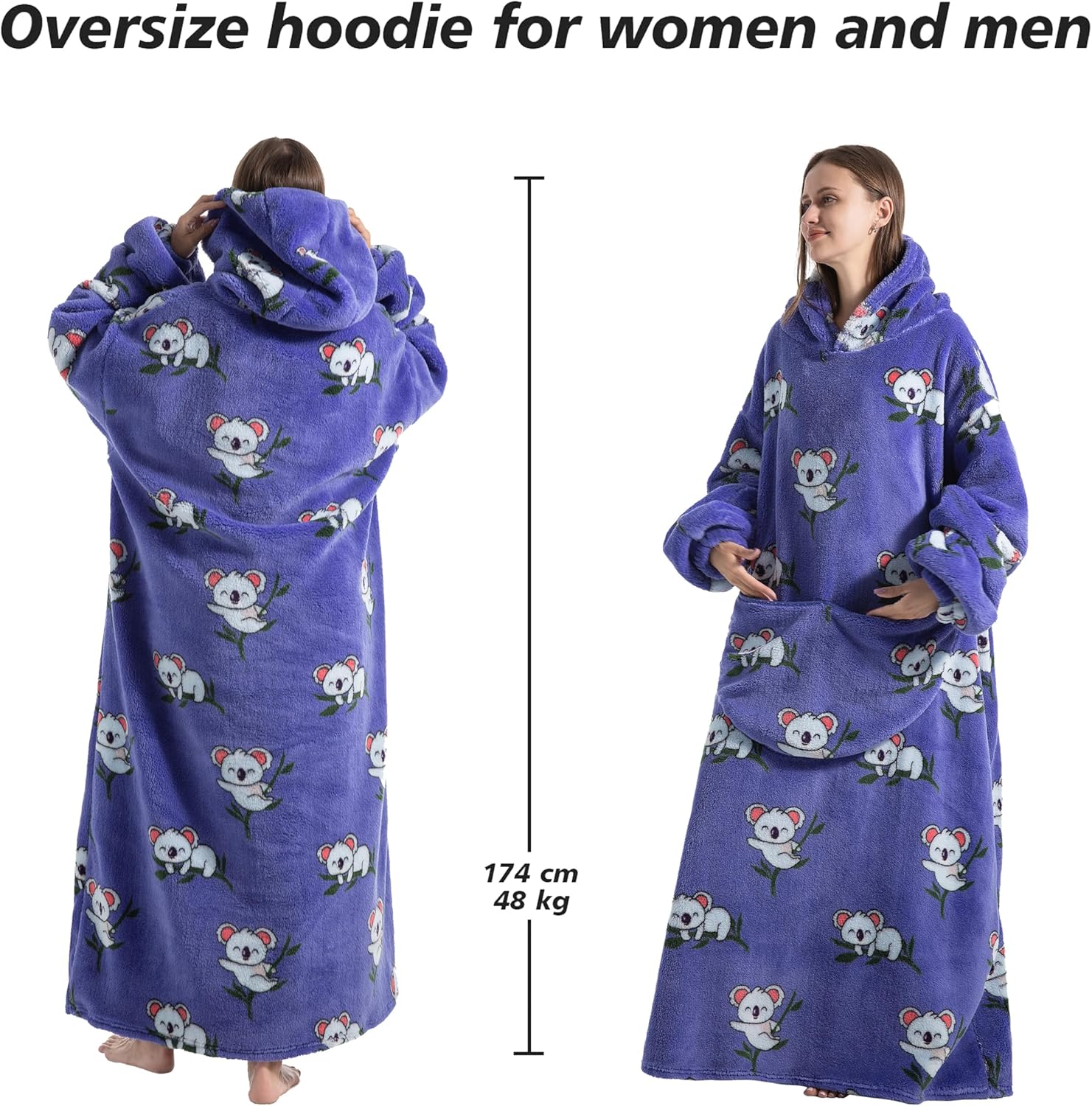 Blanket Hoodie, Long Hooded Blanket Sweatshirt as Birthday Gifts for Women Men, Long Wearable Blanket for Women Men. - Image 3