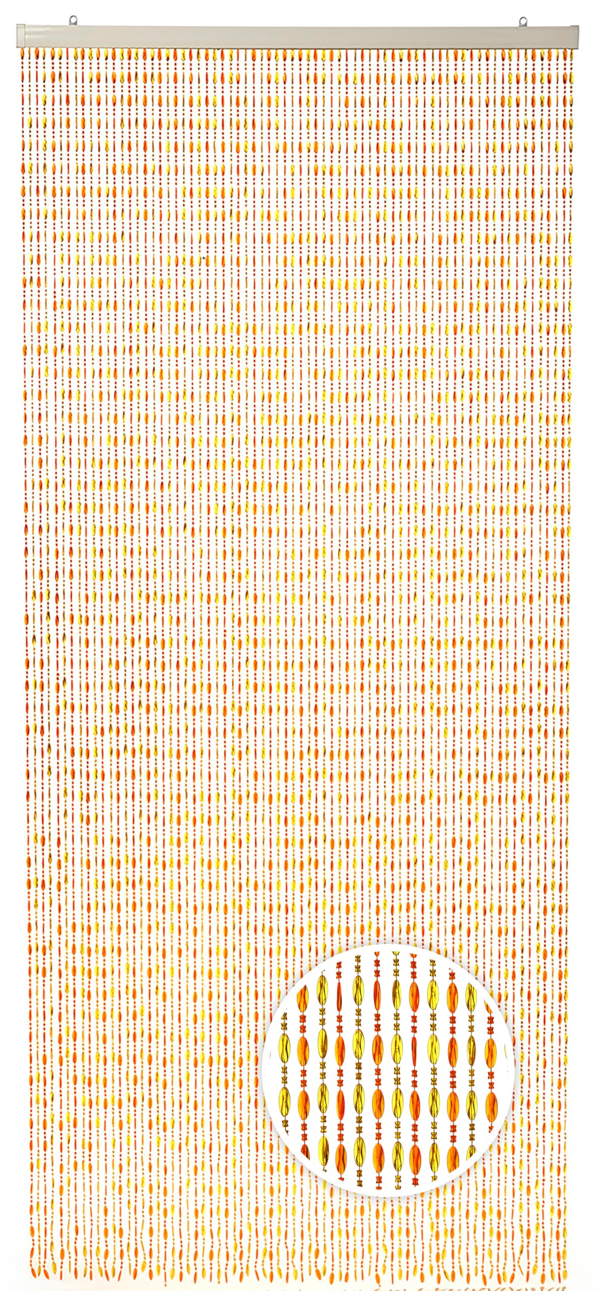 Kobolo Türvorhang ORANGE aus Kunststoff, 90x200 cm, Vorhang, Perlenvorhang, Insektenschutz, Dekovorhang für Tür, Balkon, Terrasse, Küche & Kinderzimmer