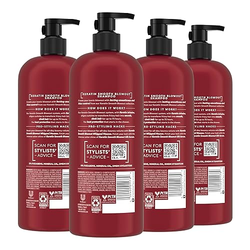 Miniatura 2 de TRESemmé Champú 4 unidades de queratina suave transformando cabello rebelde, formulado con disciplina laminar, 28 onzas líquidas