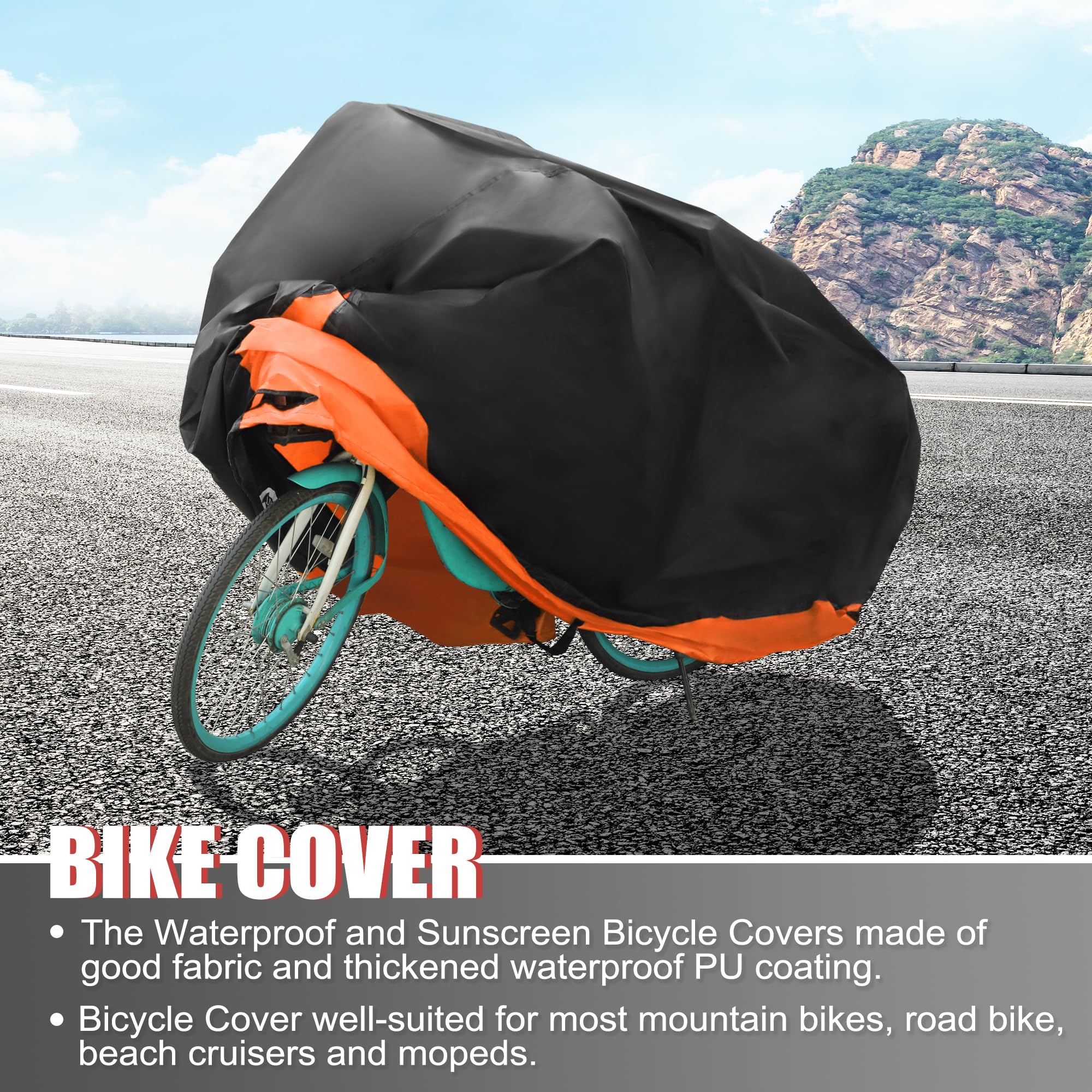 uxcell Funda impermeable para bicicleta en L, cubierta para bicicleta eléctrica, cubierta para polvo y lluvia para bicicletas de montaña, bicicleta de carretera, cruceros de playa y ciclomotores,