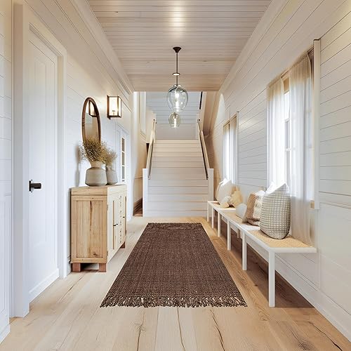 Miniatura 9 de nuLOOM - Alfombra gruesa de yute Daniela Farmhouse, 4 x 6 pies, color chocolate