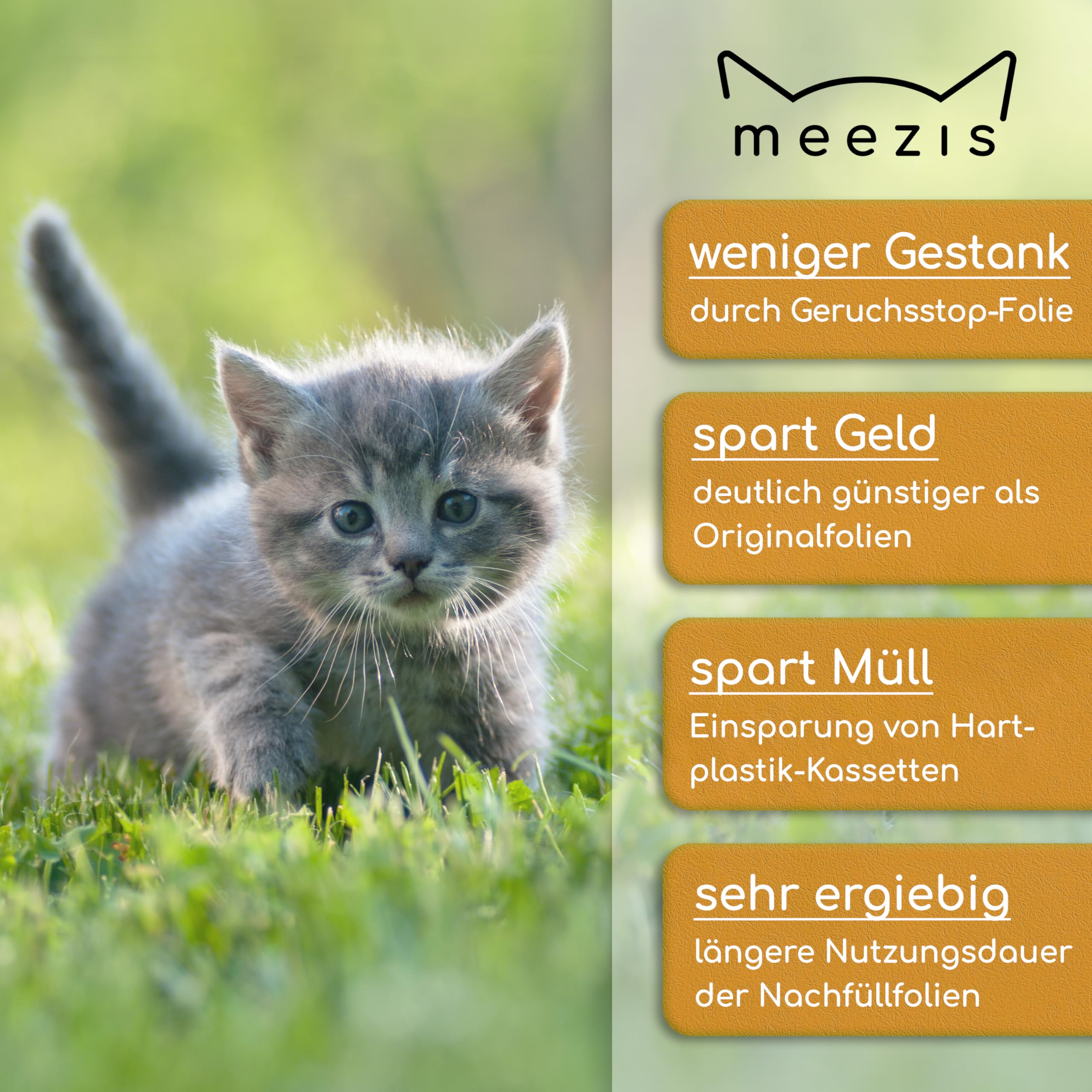 Meezis - Pack de 8 recambios compatibles con cartuchos de recambio para cubos de basura para gatos, resistentes a los olores y resistentes (8 unidades)