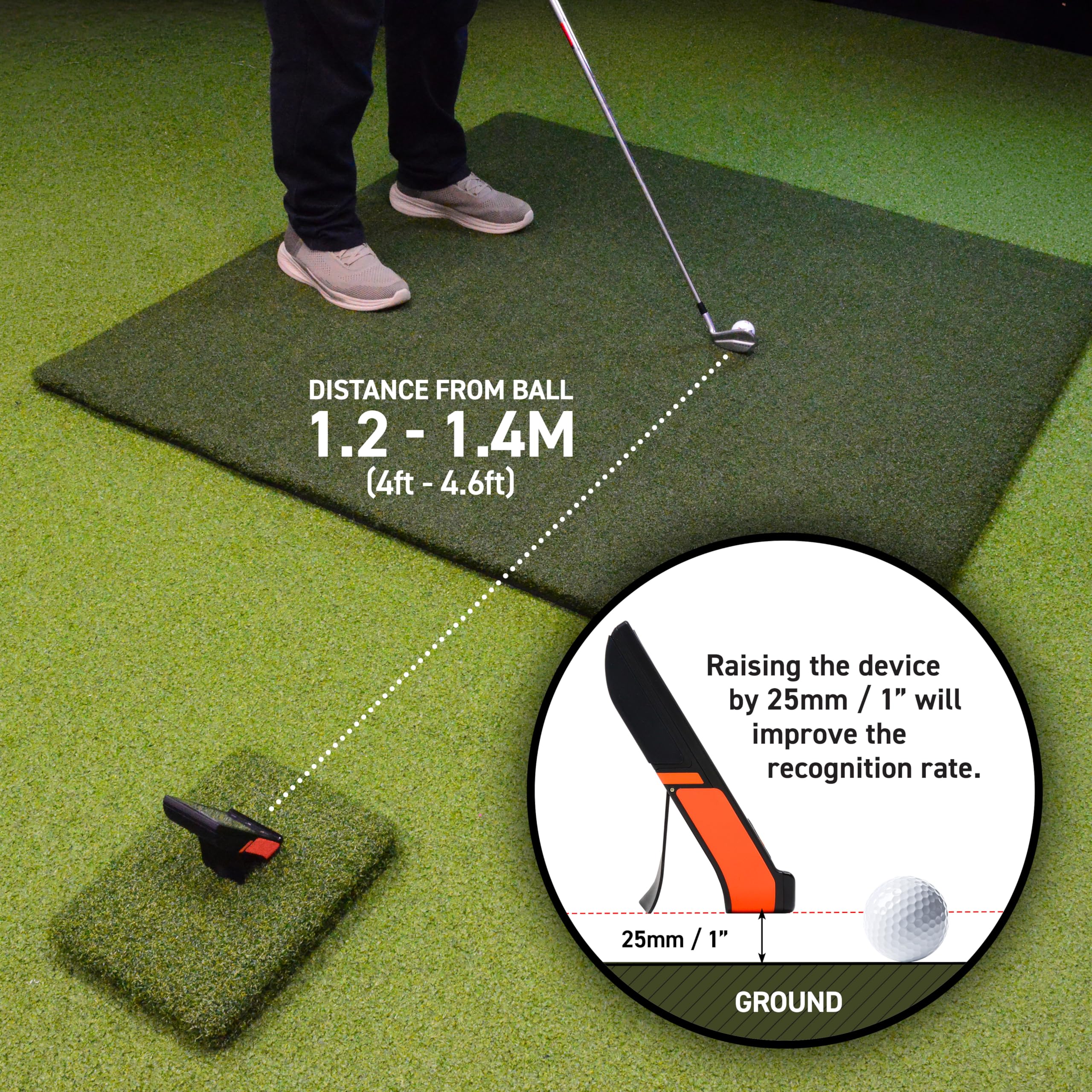 GolfBuddy Shot Mate Golf Launch Monitor für genaue Golftrainingsdaten, kompakte, radarbasierte tragbare Monitore für Schlägergeschwindigkeit, Ballgeschwindigkeit, Smash-Faktor und Tragedistanz
