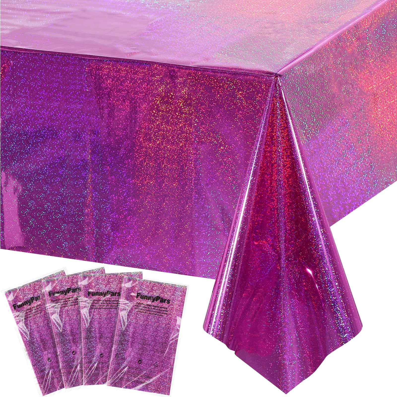 FunnyPars 4 Pack Iridescence Plastic Tablecloths Shiny - decorations | Mubboo