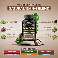 Vista 6 de Wormwood, Black Walnut, Clove & Astragalus - ParaGone for Cleanse, Detox, Intestinal & Gut Flora Support - 12 in 1 Complex for Men & Women