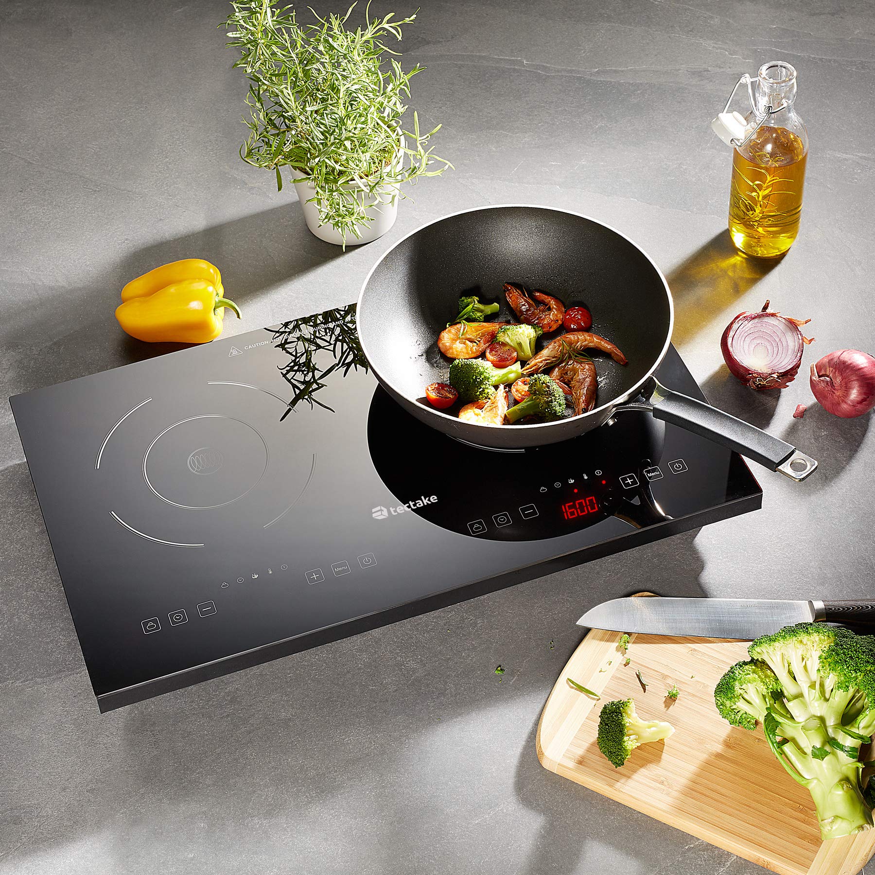 Induktionskochfeld 3500W – 35x28cm, Ceranplatte, Touch-Display, 11 Stufen & Timer. Mit Kindersicherung & Überhitzungsschutz.