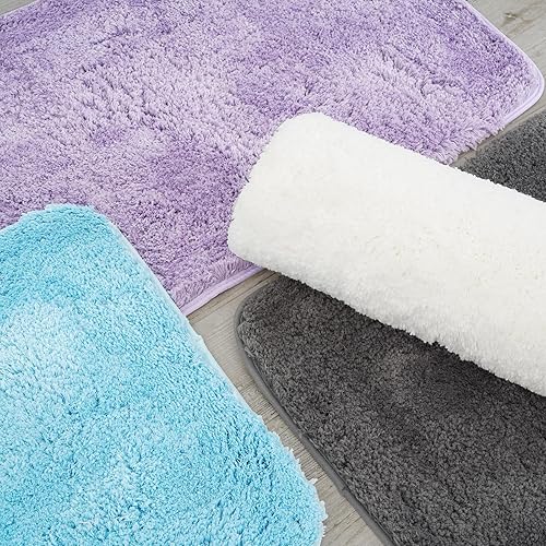 Miniatura 7 de ROSMARUS Alfombras de baño peludas antideslizantes de 17 x 24 pulgadas, tapete de baño absorbente de agua, tapete de ducha suave para suelo y