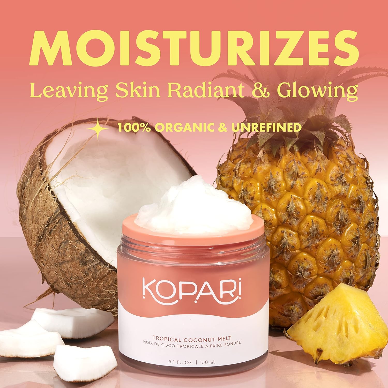 Kopari Organic Tropical Coconut Melt, Multi Purpose Moisturizer, 100% Unrefined Coconut Oil, Body, Hair and Face, Clean & All Natural, 5 oz image 2 of 6 B092XT8M15